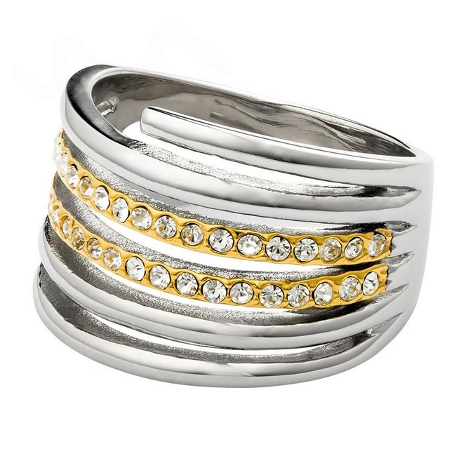 Pippa & Jean Fingerring silber/gelbgold, mit Glaskristalle