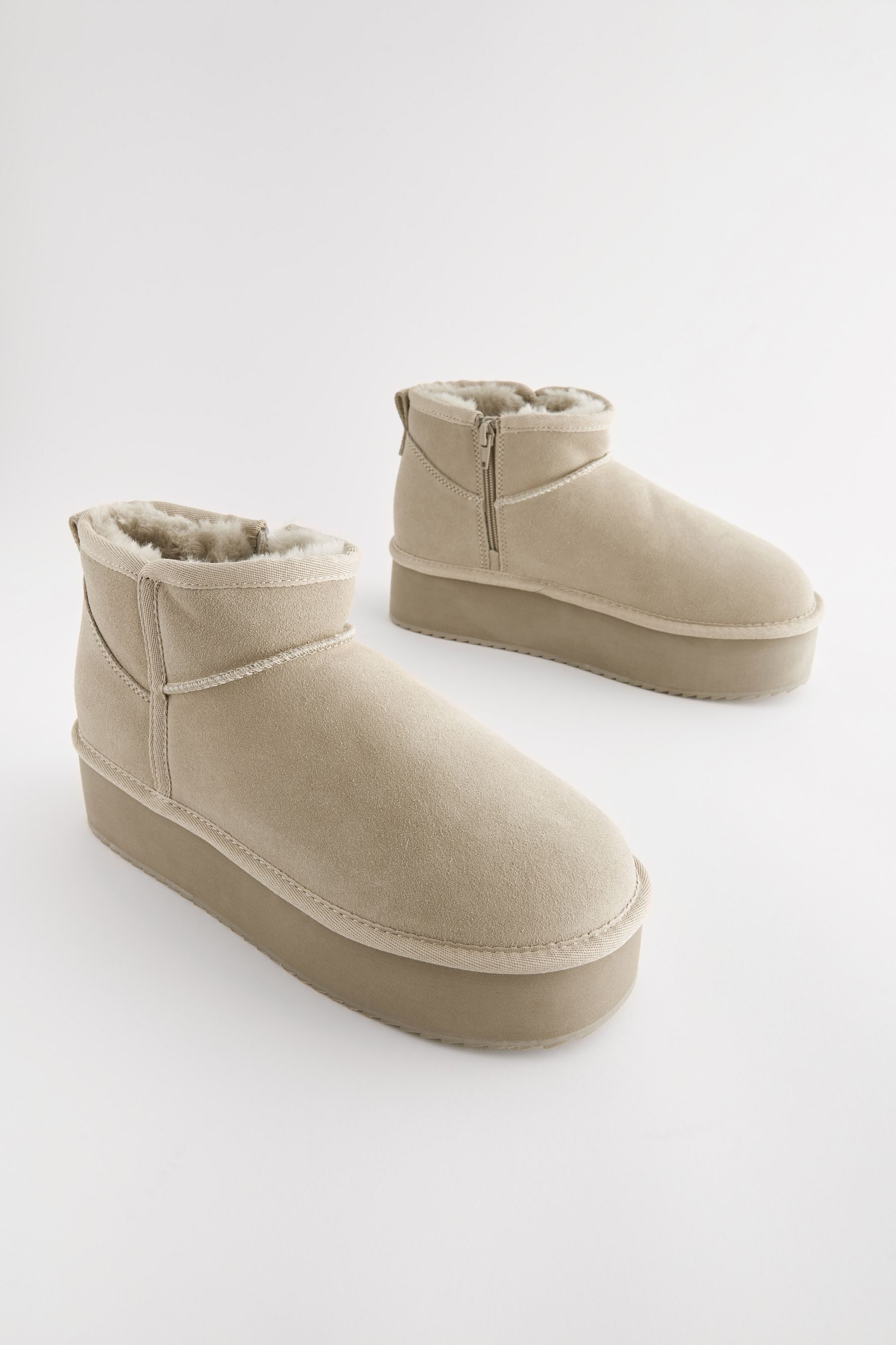 Next Regenabweisende Plateaustiefel mit Kunstfellfutter Stiefelette günstig online kaufen