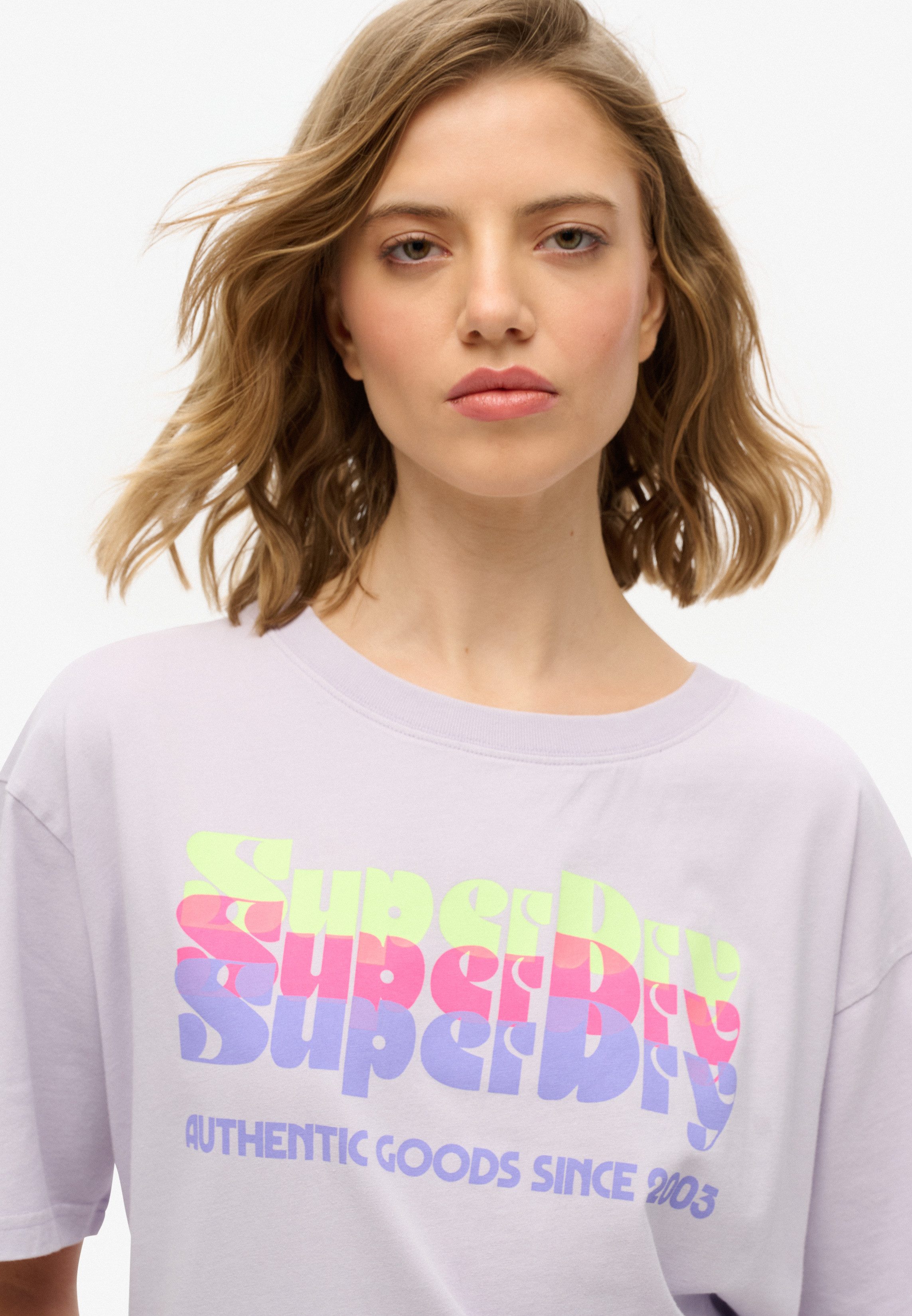 Superdry Rundhalsshirt SU-NEON RAINBOW OVERSIZED TEE günstig online kaufen