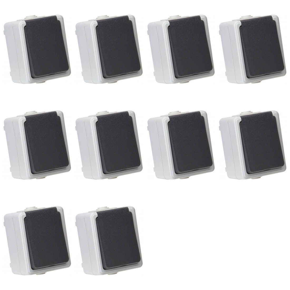 ETT Marketing GmbH Aufputz-Steckdose TAFF Feuchtraum Steckdose spritzwassergeschützt IP44 Aufputz 10er Set