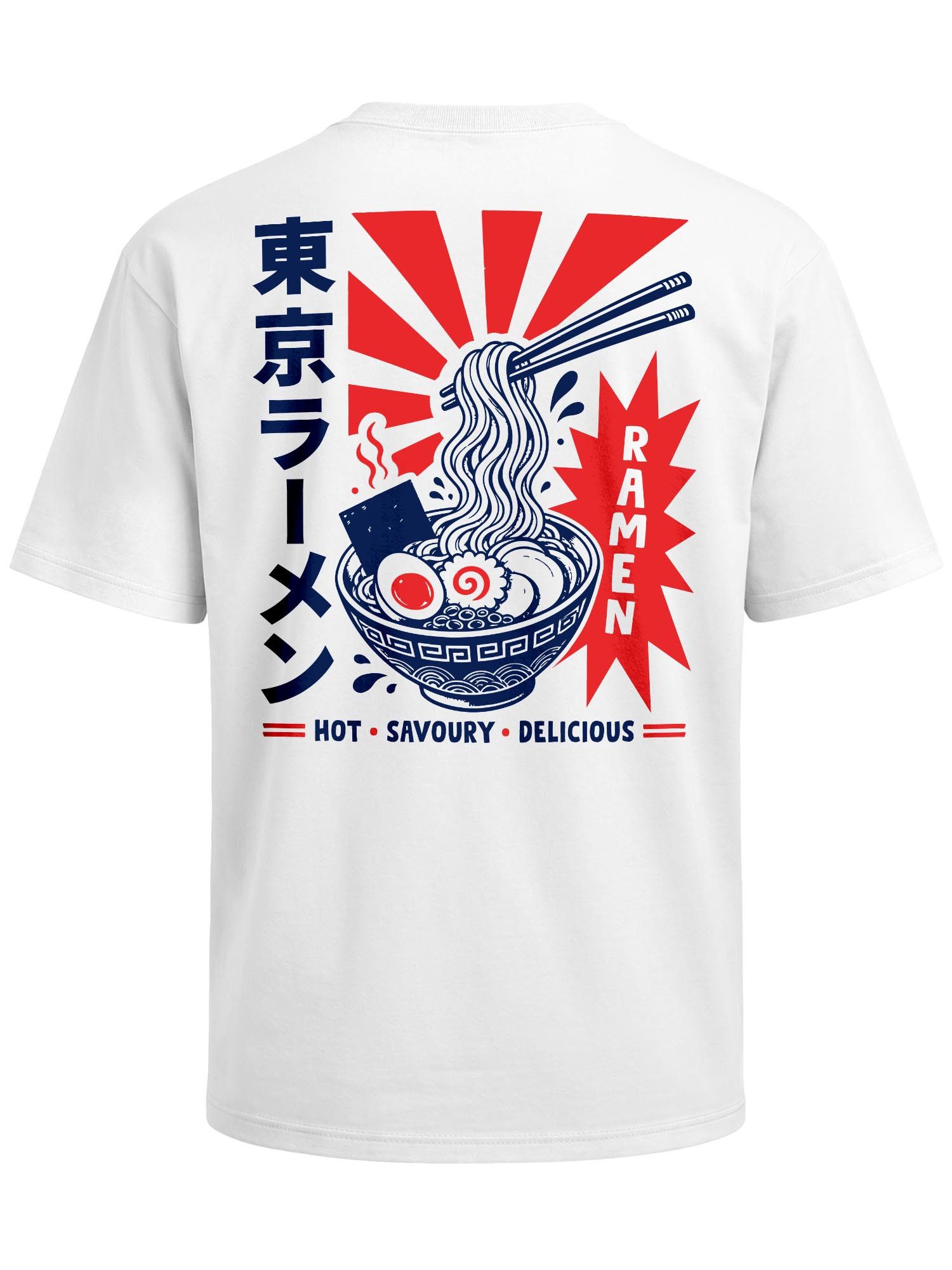 Neverless Oversize-Shirt Herren T-Shirt - Design Asia Ramen - Oversized Relaxed Fit Printshirt mit Print