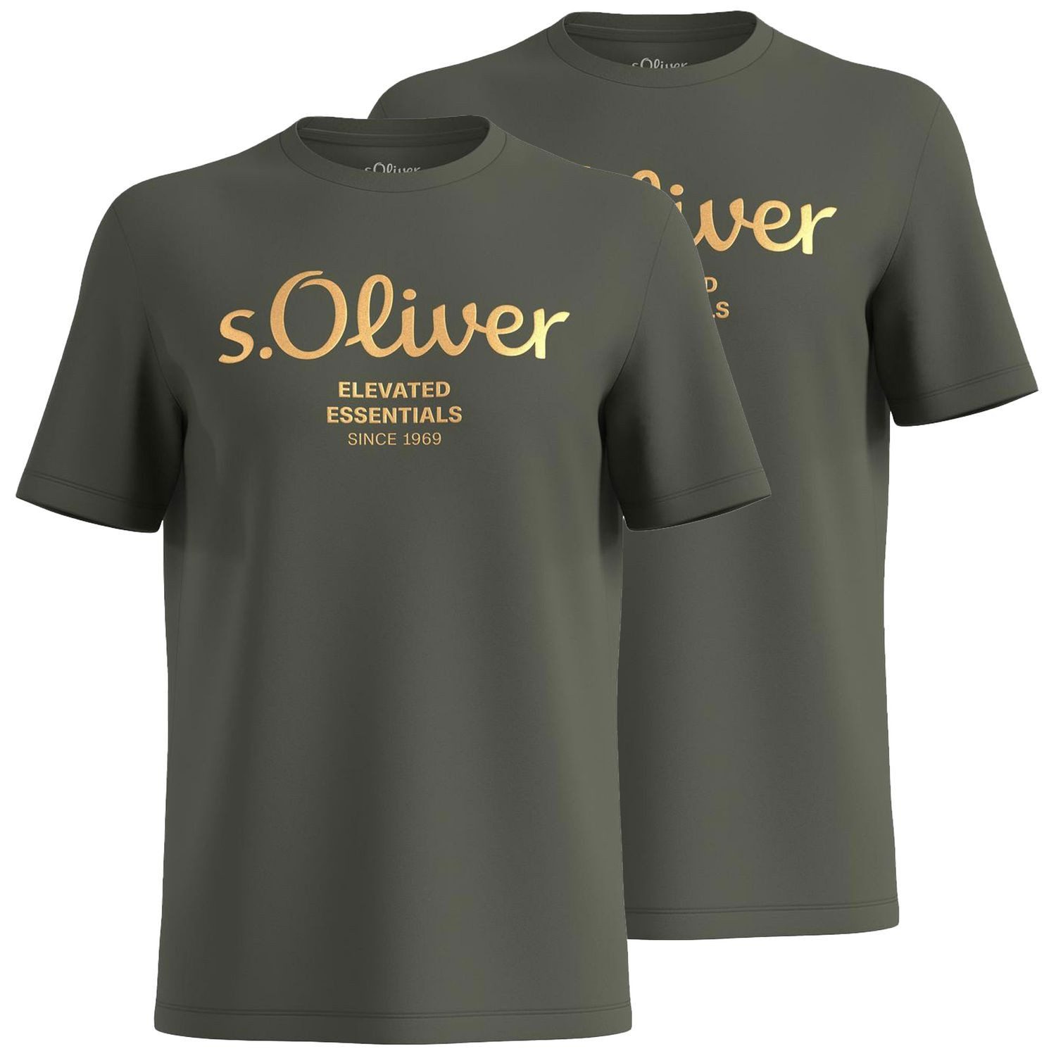 s.Oliver T-Shirt mit Metallic-Logo-Aufdruck im 2er Pack