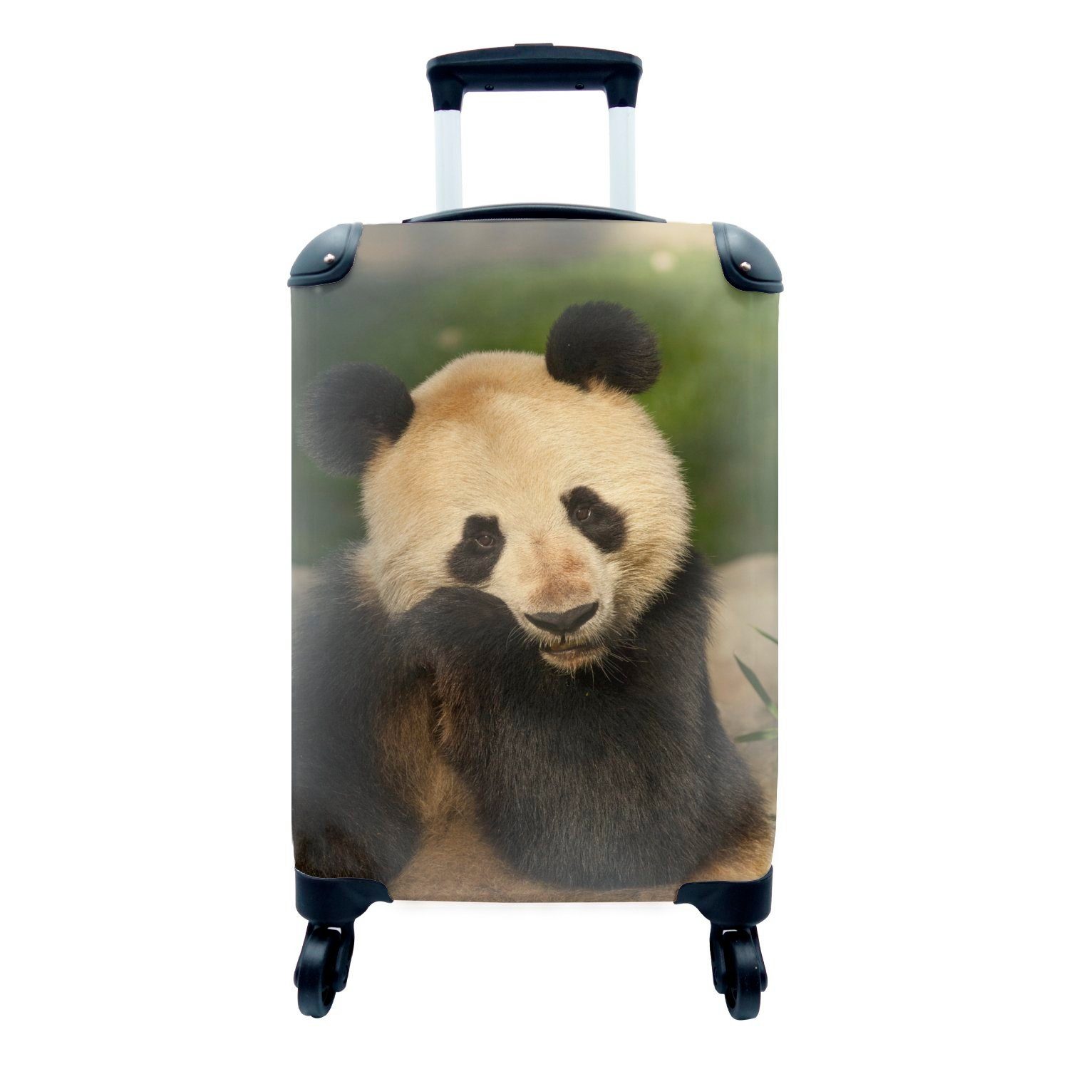 für - Tier Reisetasche Trolley, rollen, Handgepäckkoffer Rollen, mit MuchoWow Reisekoffer Handgepäck - Weiß, Ferien, Panda 4