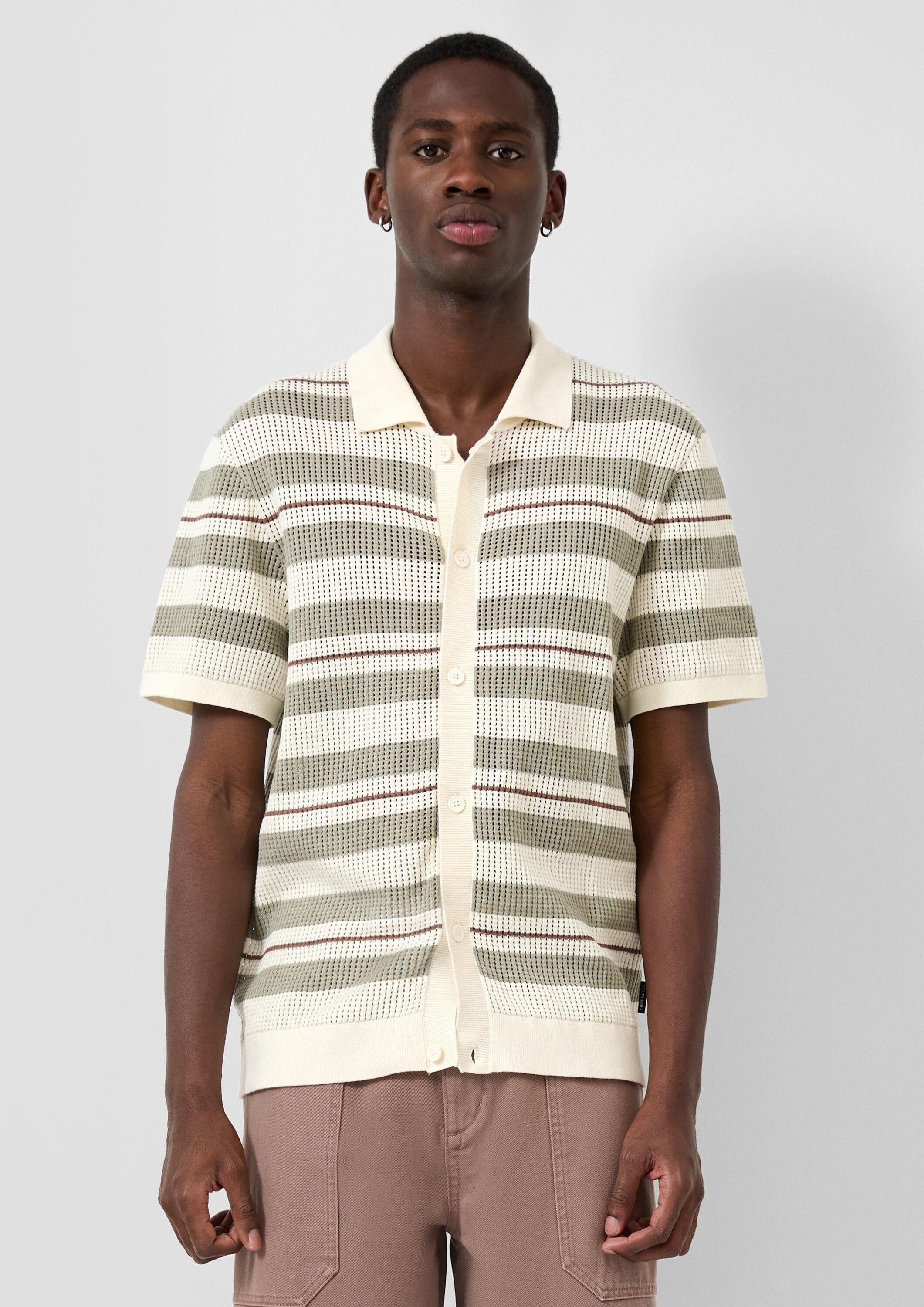 QS Cardigan Strickjacke Gestreiftes Strickpolo