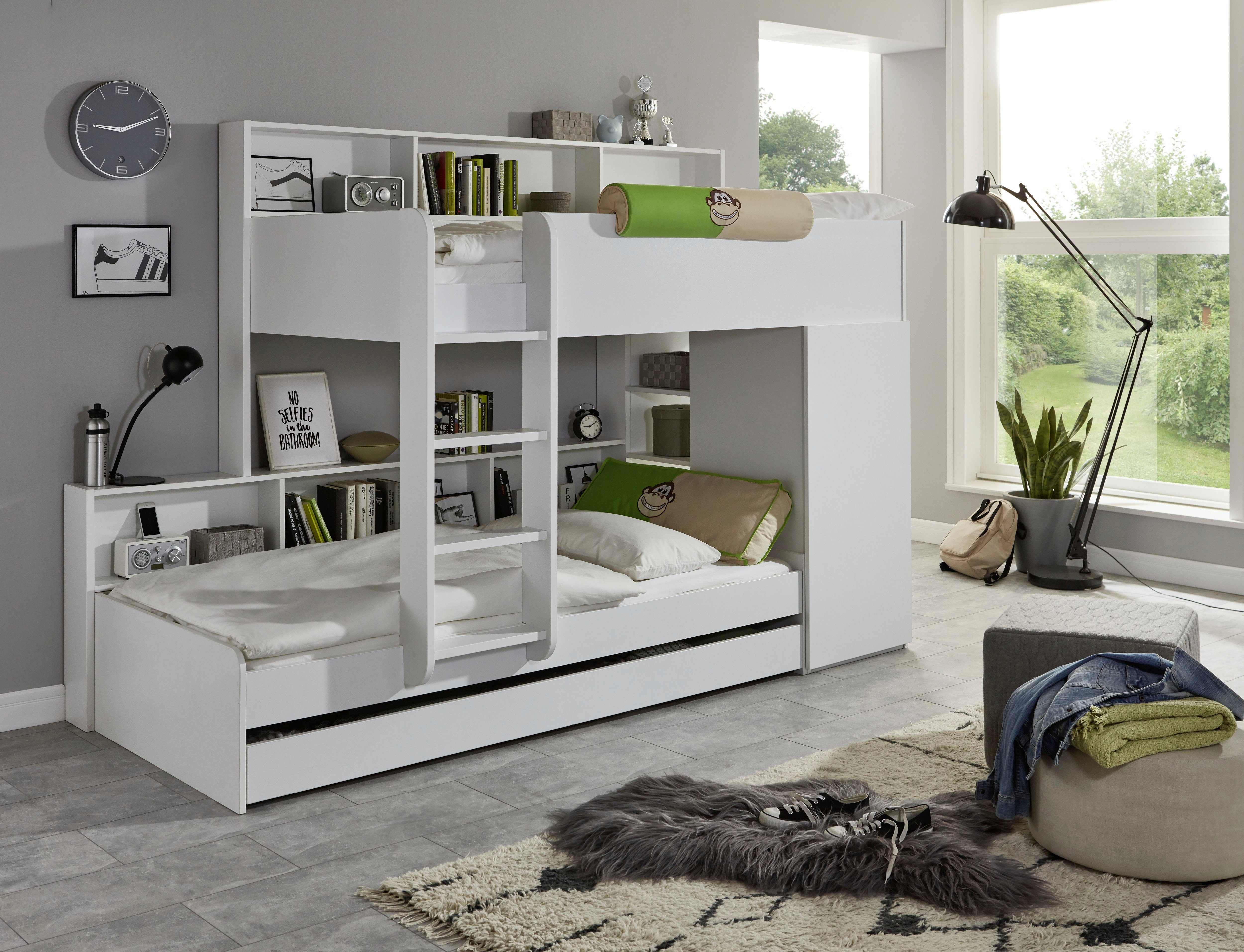 Relita Etagenbett, 2 Schlafgelegenheiten, Kleiderschrank, Regalablagen u. Bettschublade