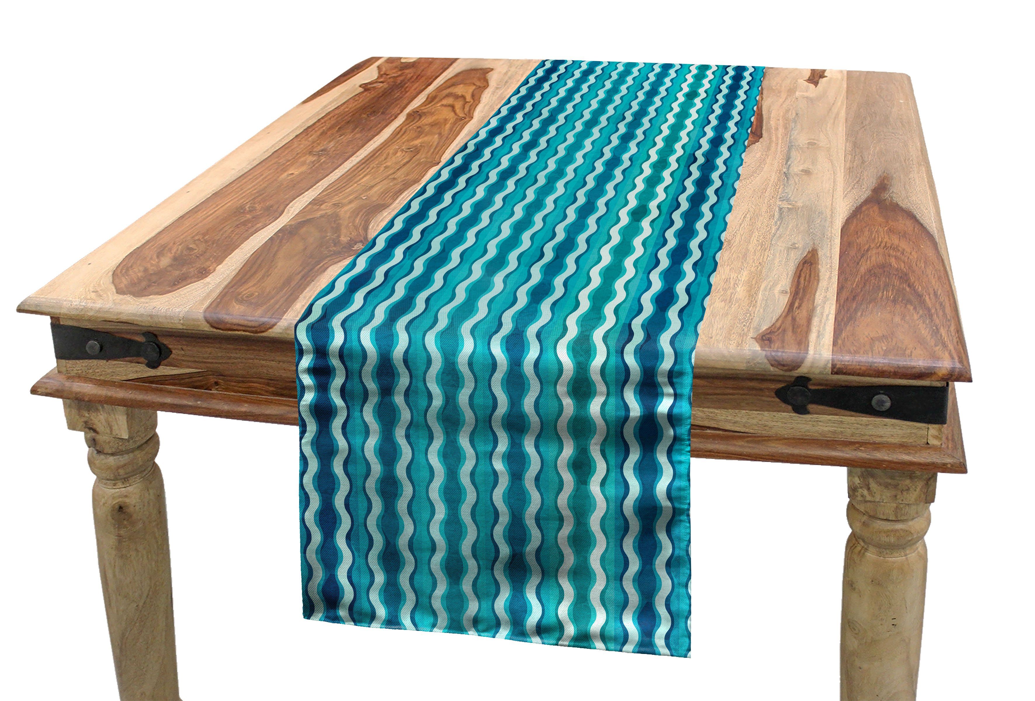 Rechteckiger Abakuhaus Wellenförmige Streifen-Muster Tischläufer Tischläufer, Küche Esszimmer Abstrakt Dekorativer