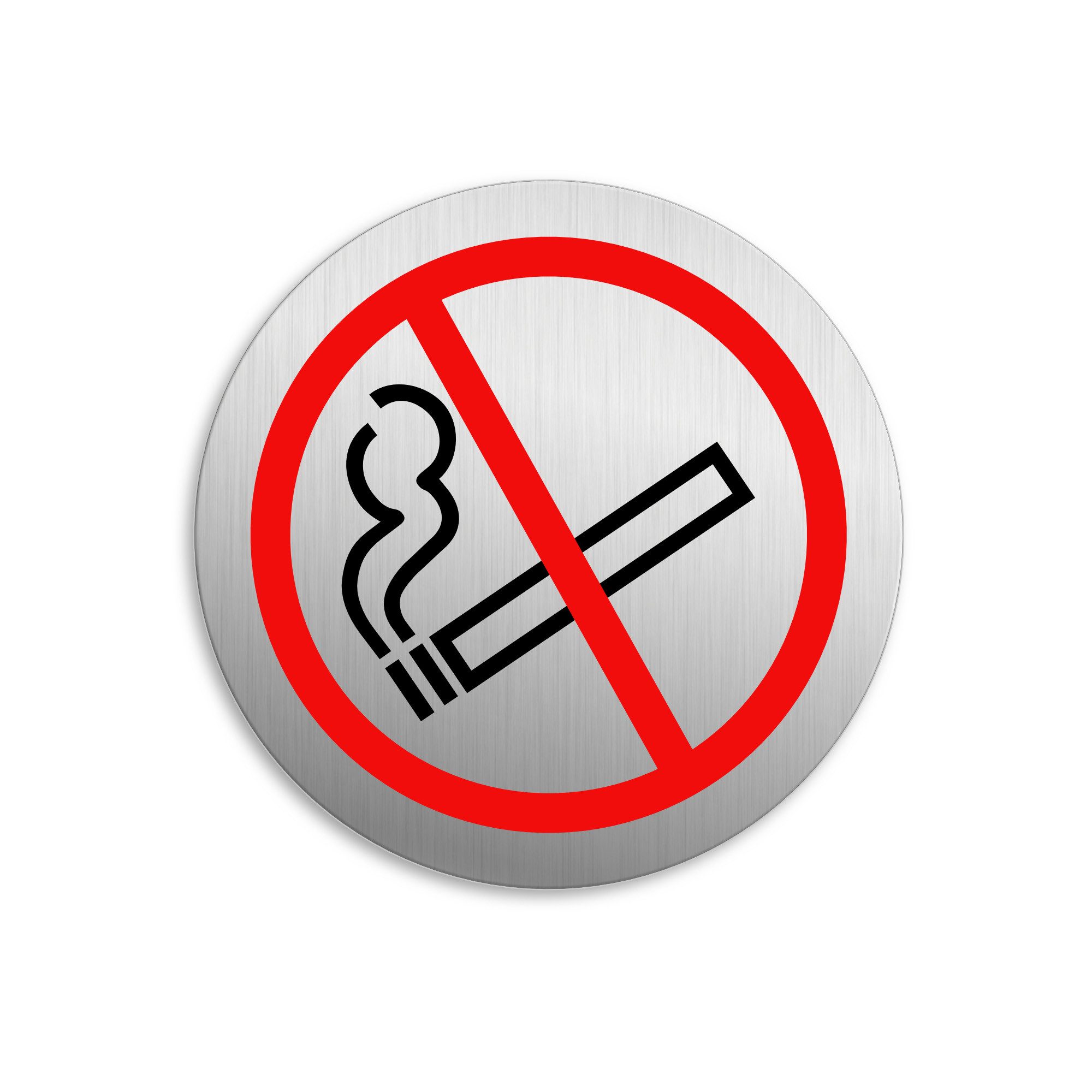 OFFORM DESIGN Hinweisschild Rauchverbot Rauchen verboten Ø 75 mm Edelstahloptik selbstklebend, (1 St)