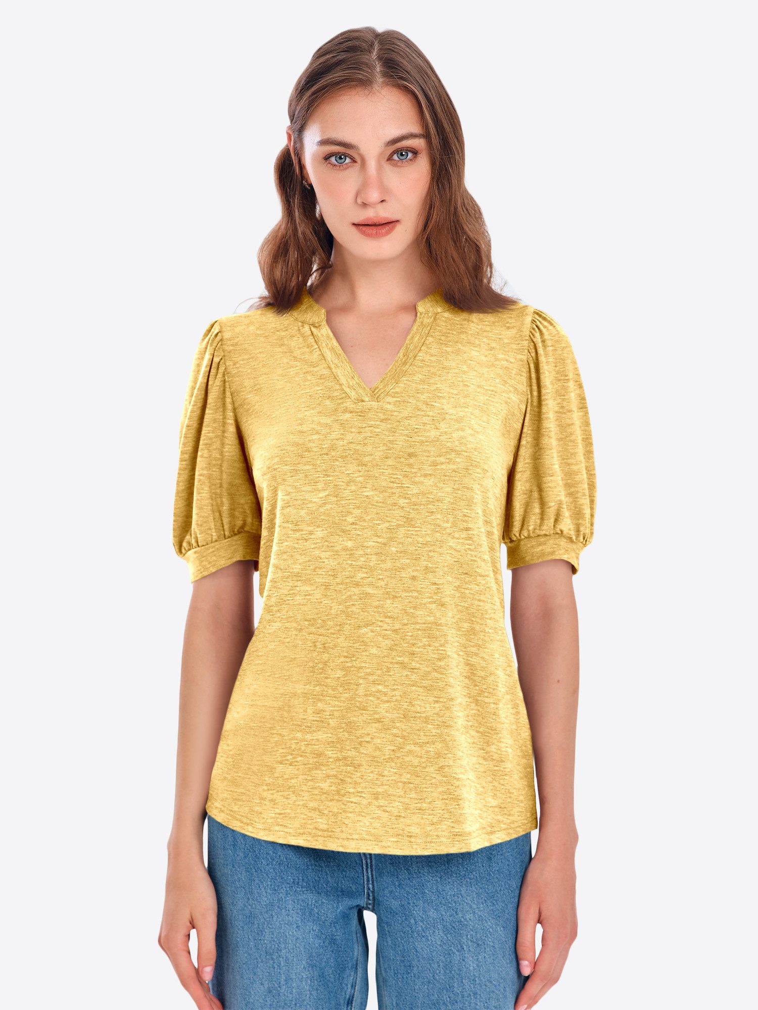 Imily Bela T-Shirt Damen Lässige Blusen (Packung, 1-tlg., 1per-Pack) Einfarbig