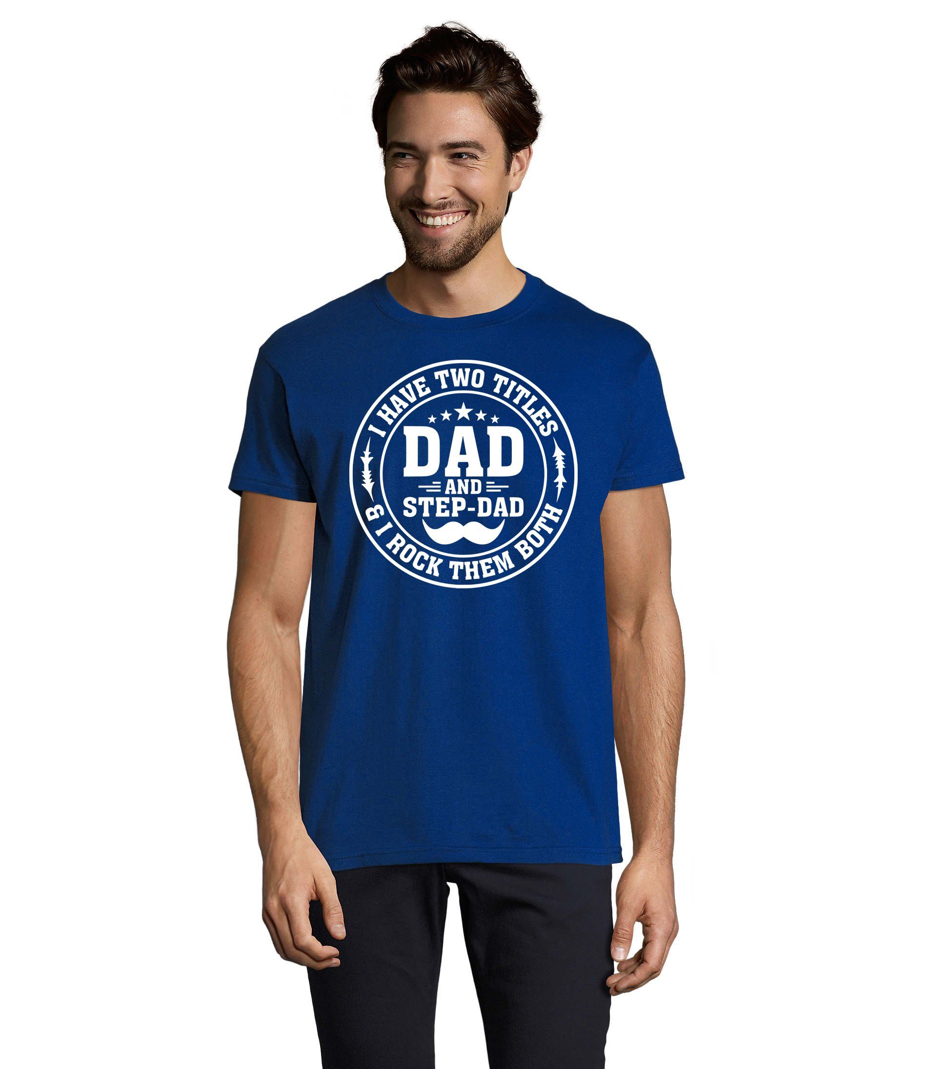 Rundhals Herren Tag Blondie Brownie Royalblau Vater Stiefvater & Dad Papa T-Shirt Stap