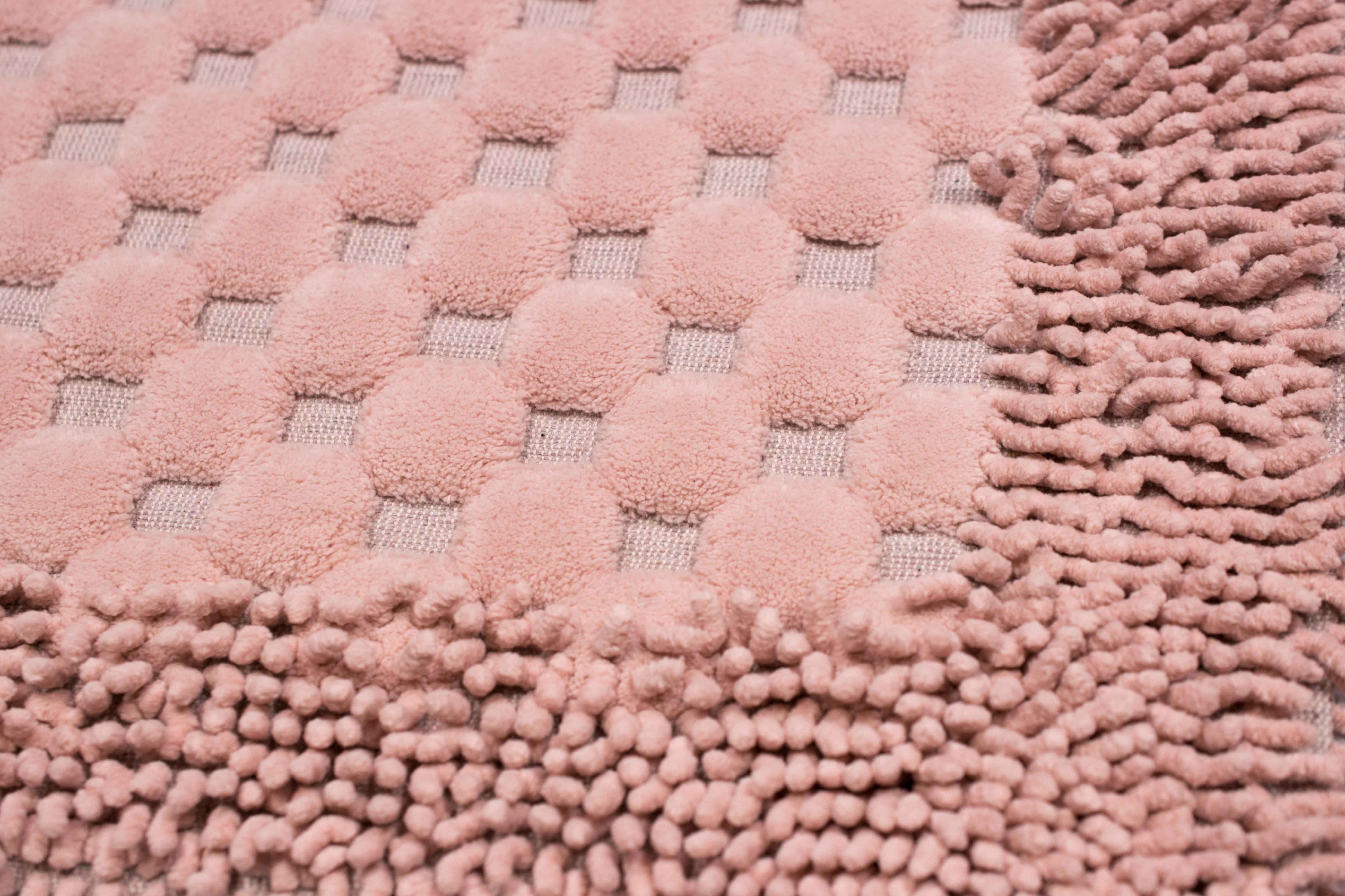 rosa, rutschfest Teppich waschbar - Oval, waschbar Teppich-Traum, Höhe: 2-teilig Set mm, Kreis-Muster 7,5 Badezimmerteppich
