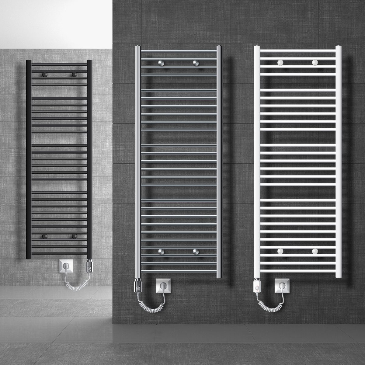 LuxeBath Badheizkörper Sahara Heizkörper Handtuchtrockner Badezimmer Heizung für Handtücher, Handtuchwärmer Elektrisch Seitenanschluss mit Heizstab 300W gerade