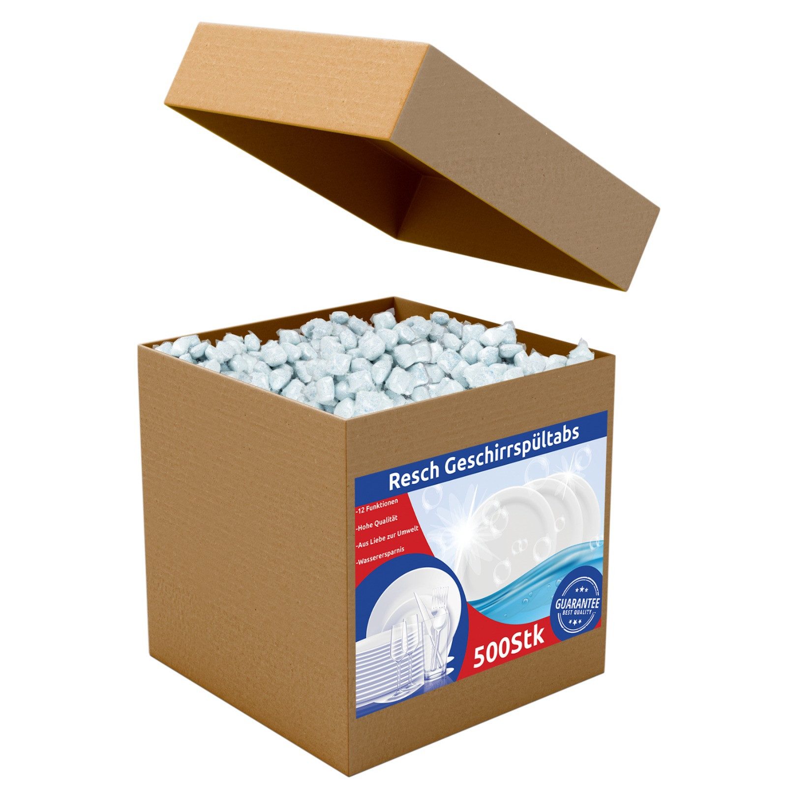 RESCH CLEANIX 500 Stk 12 in 1 Tabs Wasserlöslich Spülmaschine Spülmaschinentabs (500-St. ohne folie wasserlöslich spültabs, geschirr reinigertabs spülmaschinentabs, tabs, geschirrspültabs, geschirrreinigertabs)