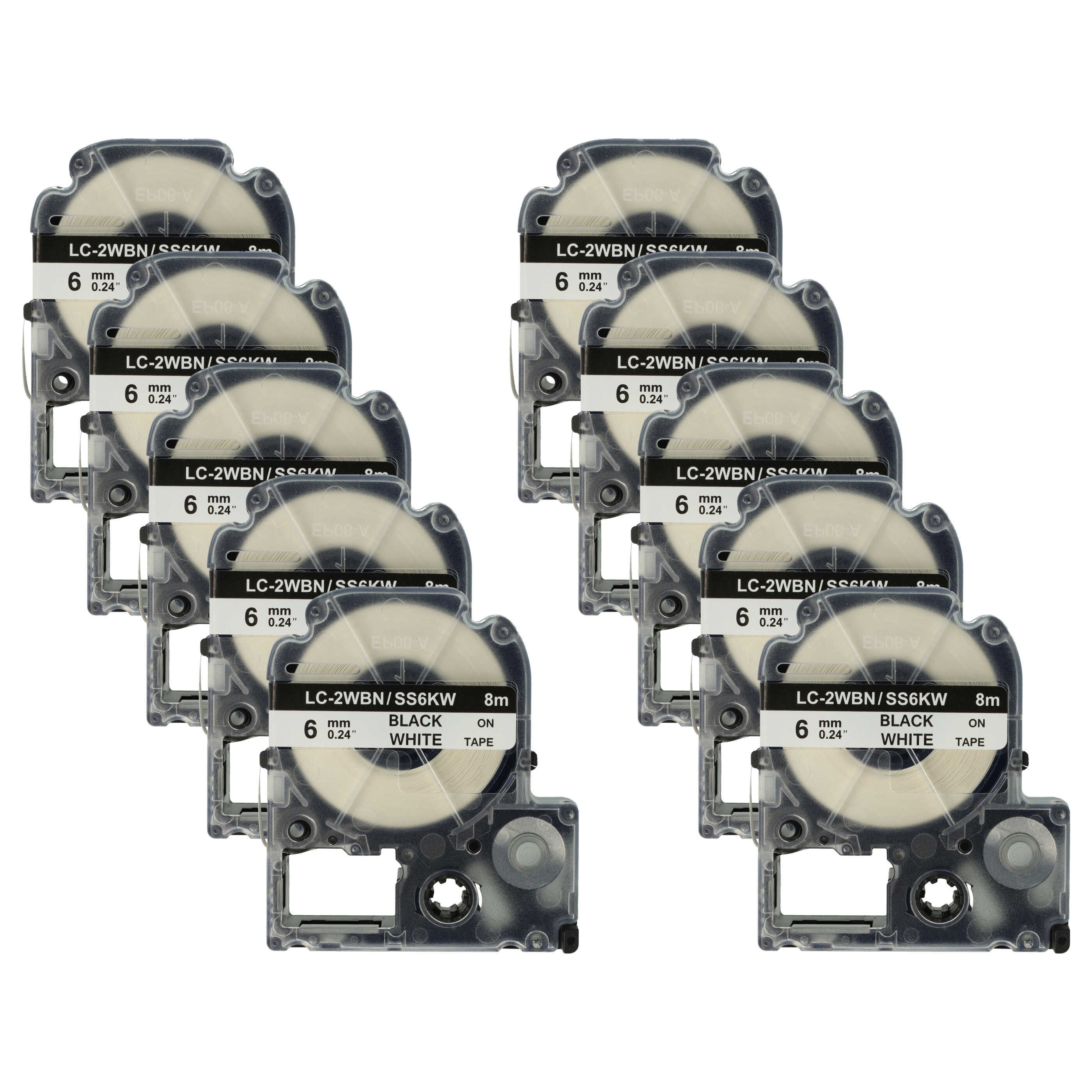 Beschriftungsband Ersatz für KingJim SS6KW für Beschriftungsgerät / Etikettendrucker