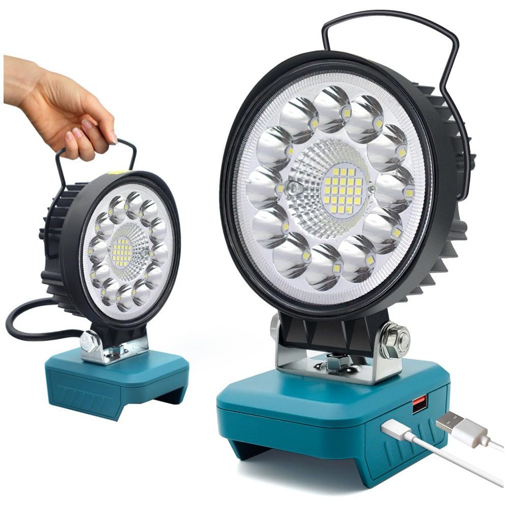 VIVIHEYDAY LED Baustrahler Akku Lampe Für Makita 18v, Kabellose Led Arbeitsleuchte Akku, 36W, Hell Led Прожекторы Tragbares Flutlichter Baustellen Lampe, Akku Scheinwerfer mit Typ C und USB-Aufladung