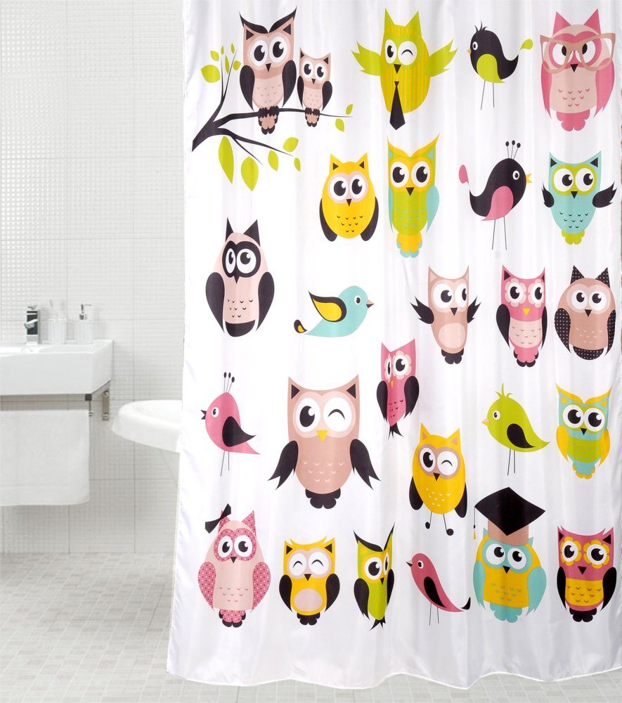 Sanilo Duschvorhang Owl 180 x 200 cm, 100% wasserdicht, Anti-Schimmel-Effek günstig online kaufen