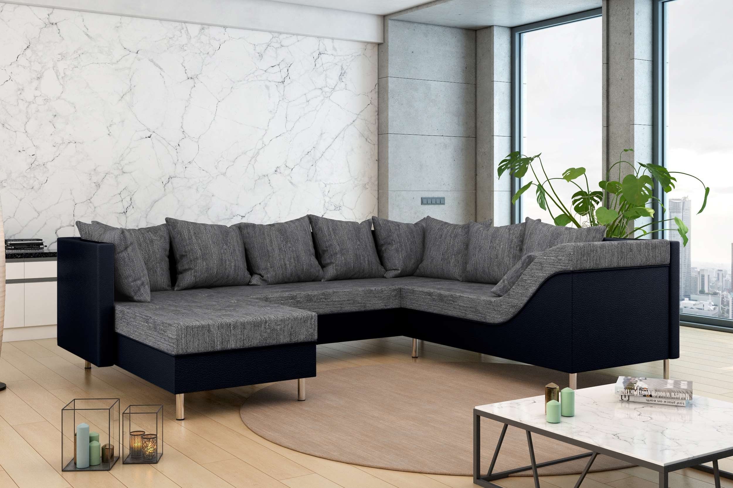Design, Wohnlandschaft rechts bestellbar, U-Form, Lotos, oder made in Raum stellbar, links im Europa frei mane Stylefy Sofa, Modern