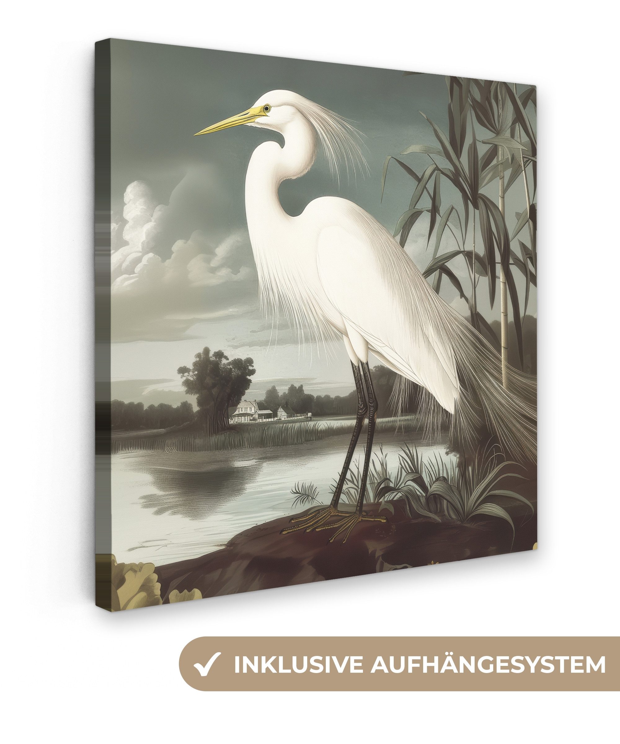 OneMillionCanvasses® Leinwandbild Reiher - Pflanzen - günstig online kaufen