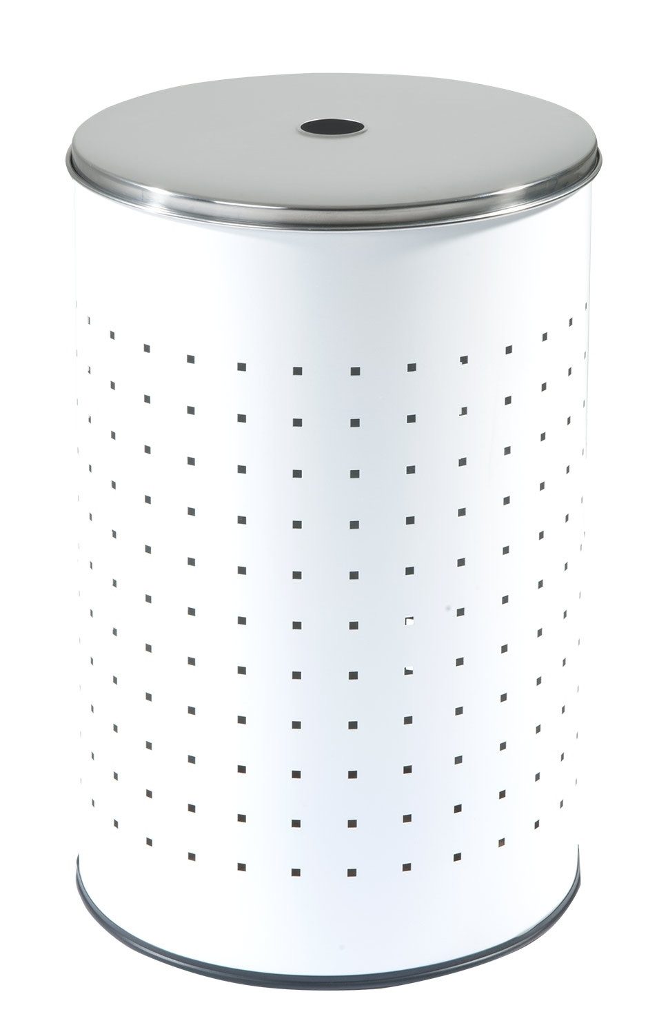 Home4You Wäschetonne Wäschesammler, 37 Liter, H 54 cm, Weiß, Edelstahl, (1 St), mit Deckel, Belüftungslöcher, Ø 29 cm – Bild 3 von 3