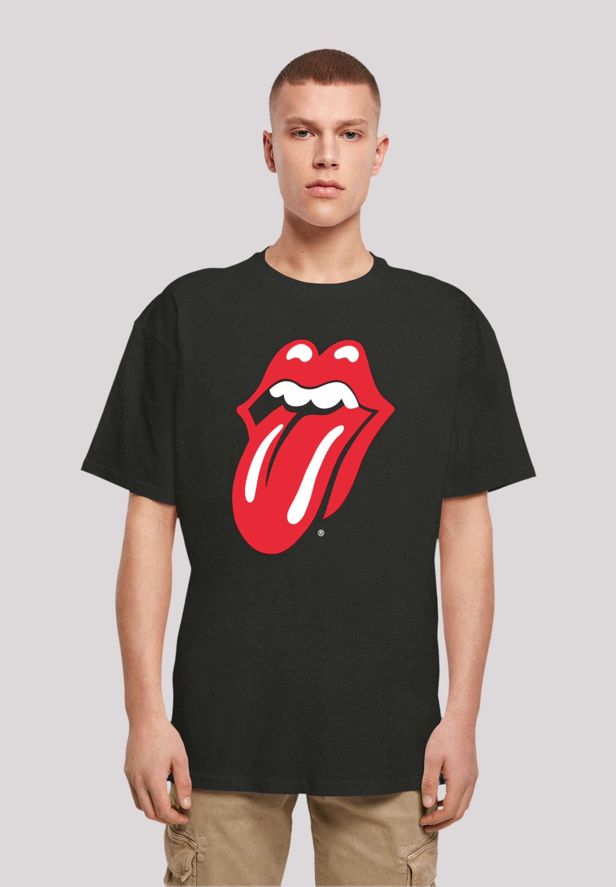 Rot F4NT4STIC schwarz Print Rolling T-Shirt The Stones Zunge