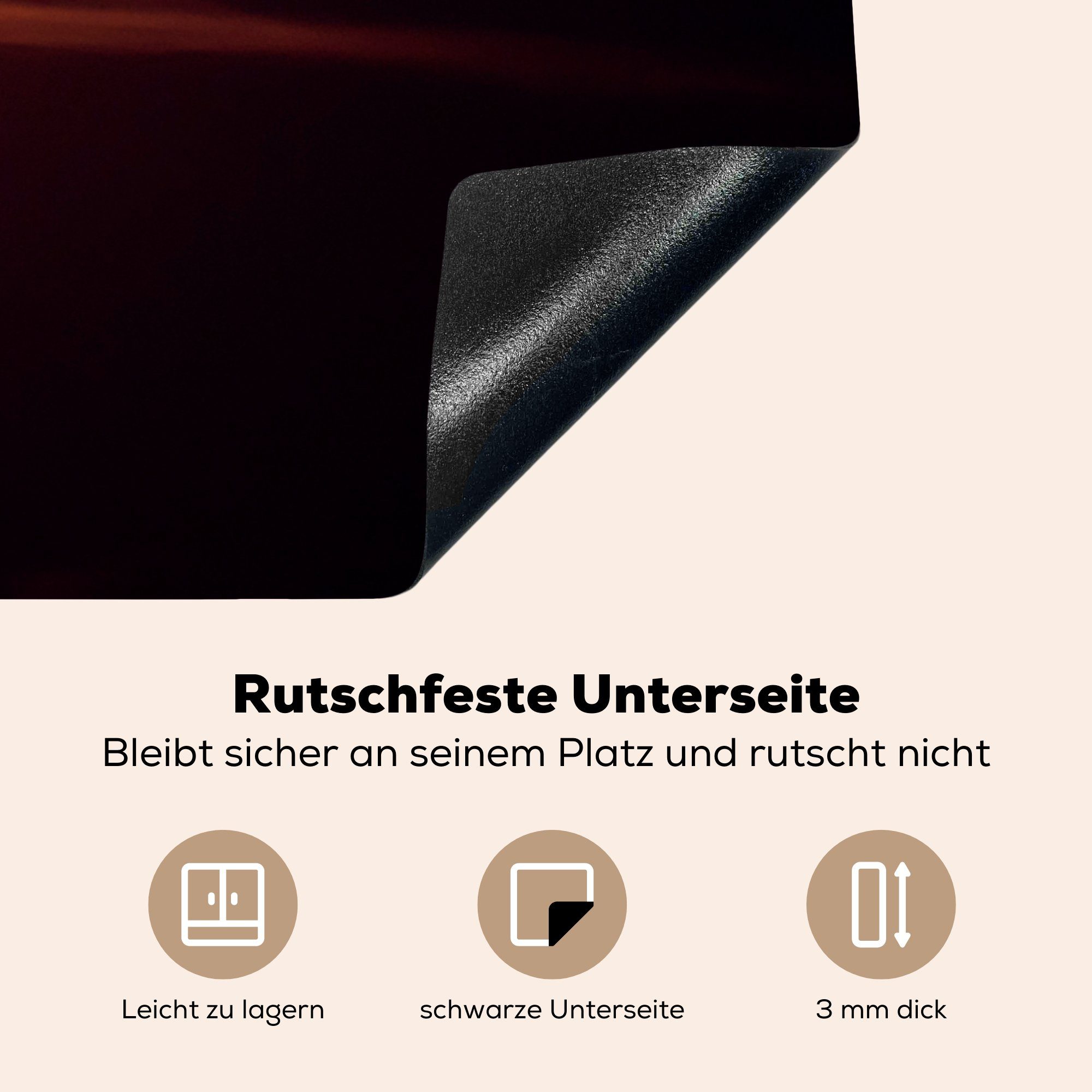 81x52 - (1 - Mond für cm, tlg), Orange Ceranfeldabdeckung die Herdblende-/Abdeckplatte Vinyl, MuchoWow Induktionskochfeld küche, Nacht, Schutz