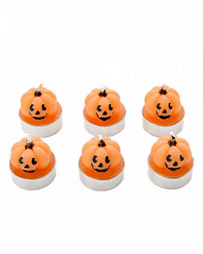 Horror-Shop Kerzenständer Sechs Halloween Kürbis Teelichter als Set als Tisc