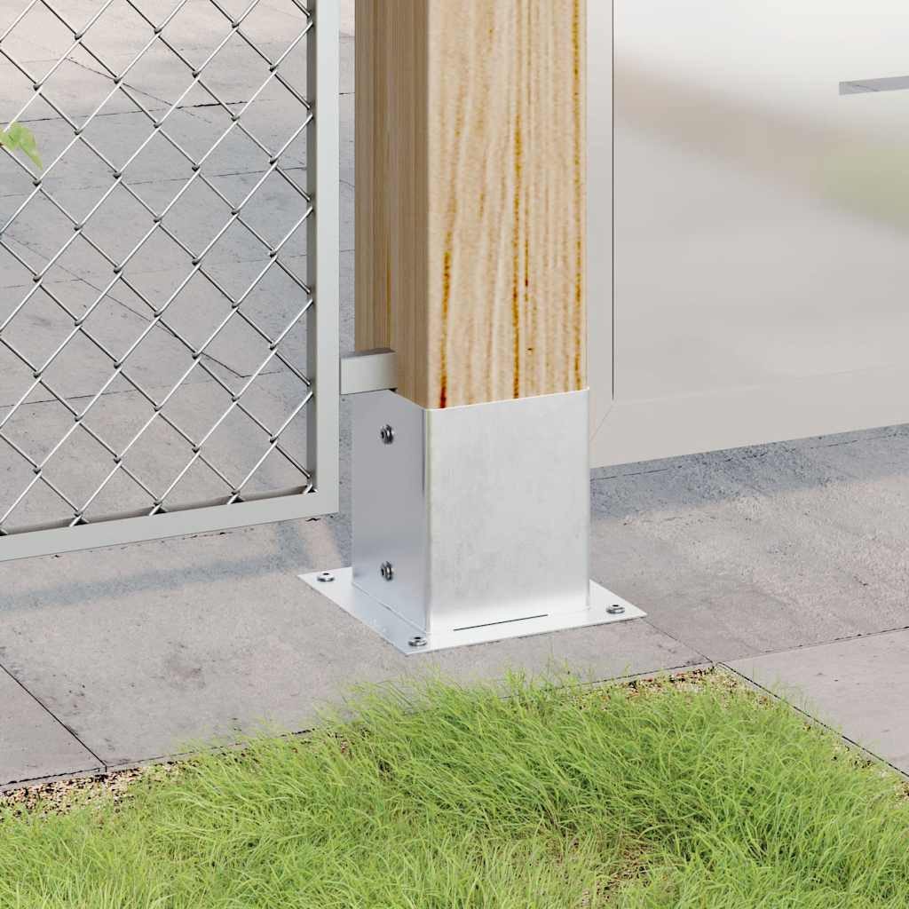 vidaXL Zaunpfosten Pfostenträger Quadratisch 4Stk. Silber 101x101mm Stahl Verzinkt, (4-St)