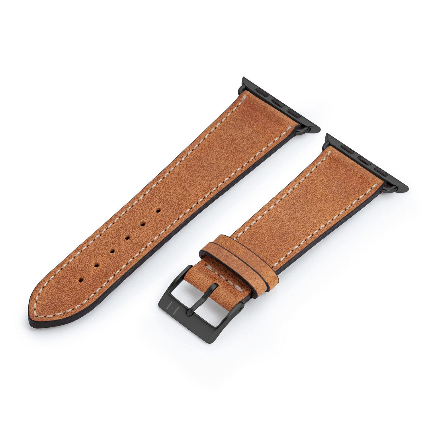 Selva Technik Uhrenarmband Lederarmband HOHELUFT, kompatibel mit Apple Watch 1-9, SE, Cognac