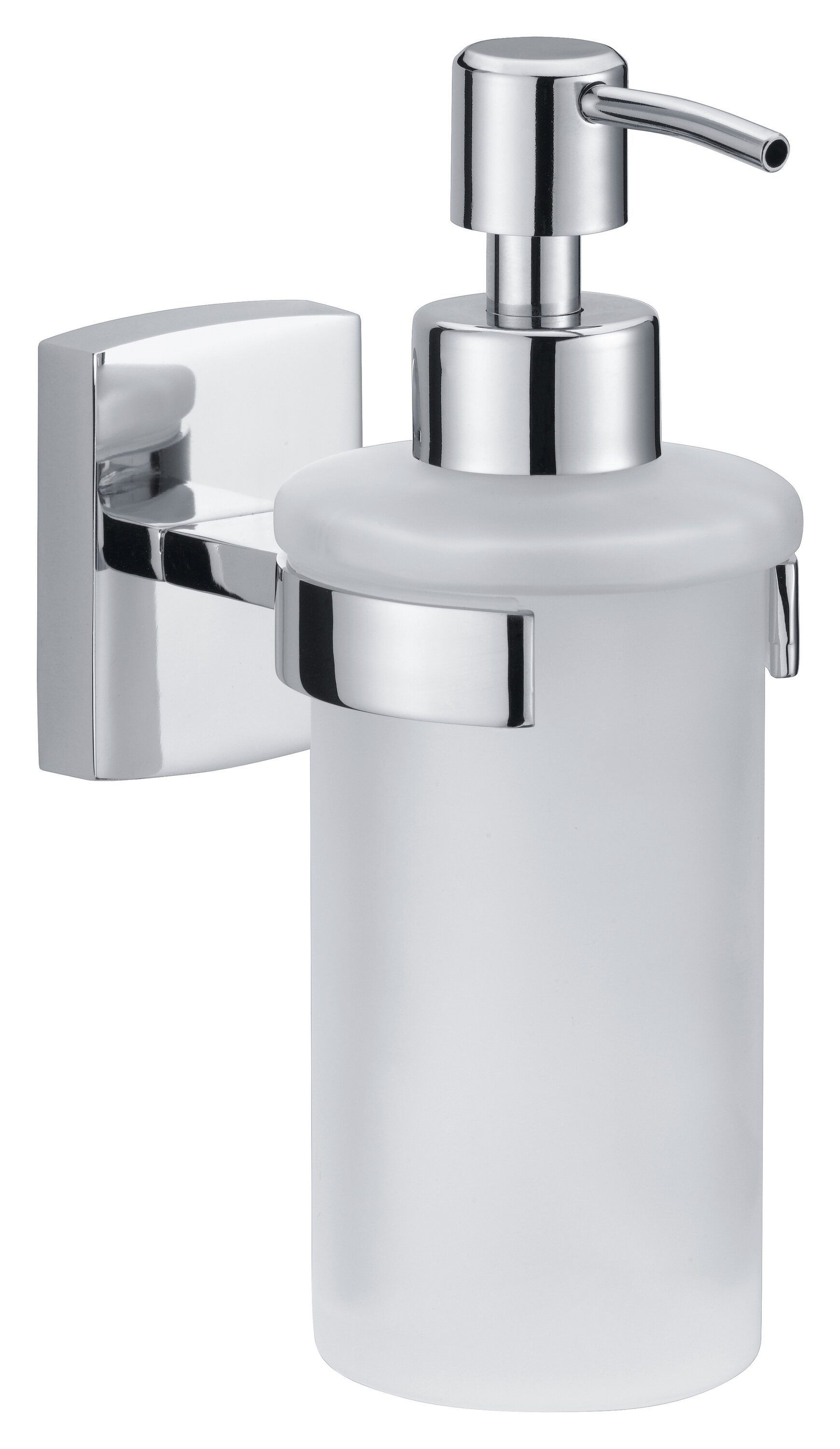 tesa Дозатори мила 1x tesa klaam Design-Seifenspender, (Komplett-Set, 2-tlg), chrom-weiß 12,5 cm : 7 cm : 17 cm