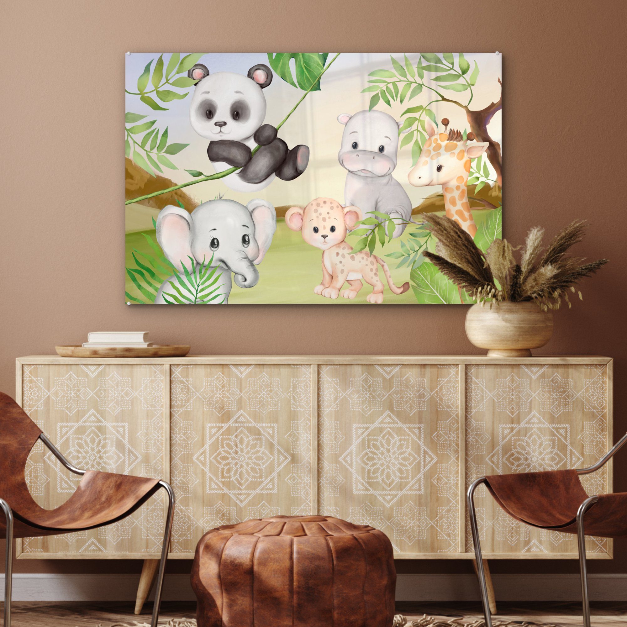 Acrylglasbild Panda, - Dschungeltiere St), (1 - Kinder Acrylglasbilder & Schlafzimmer MuchoWow Wohnzimmer