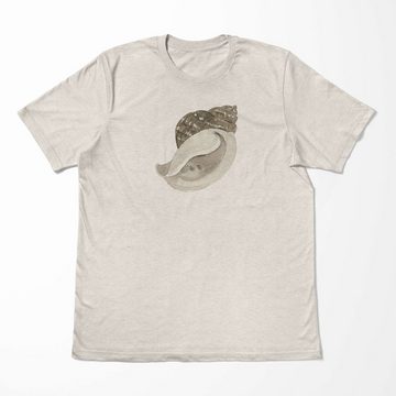 Sinus Art T-Shirt Herren Shirt 100% gekämmte Bio-Baumwolle T-Shirt Seemuschel Wasserfarben Motiv Nachhaltig Ökomode a (1-tlg)