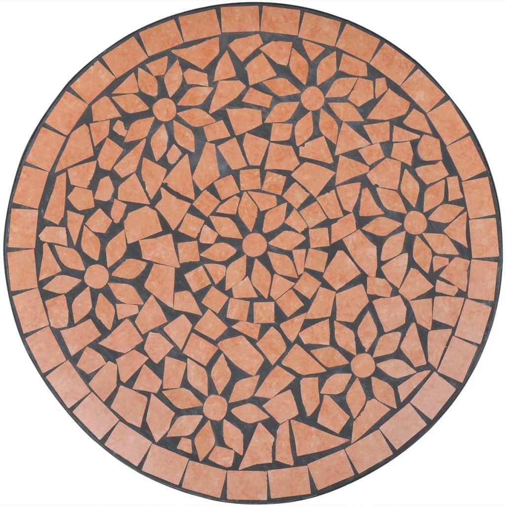 vidaXL Gartentisch 60 x 70 cm Bistrotisch Terracotta-Rot 60 cm Mosaik