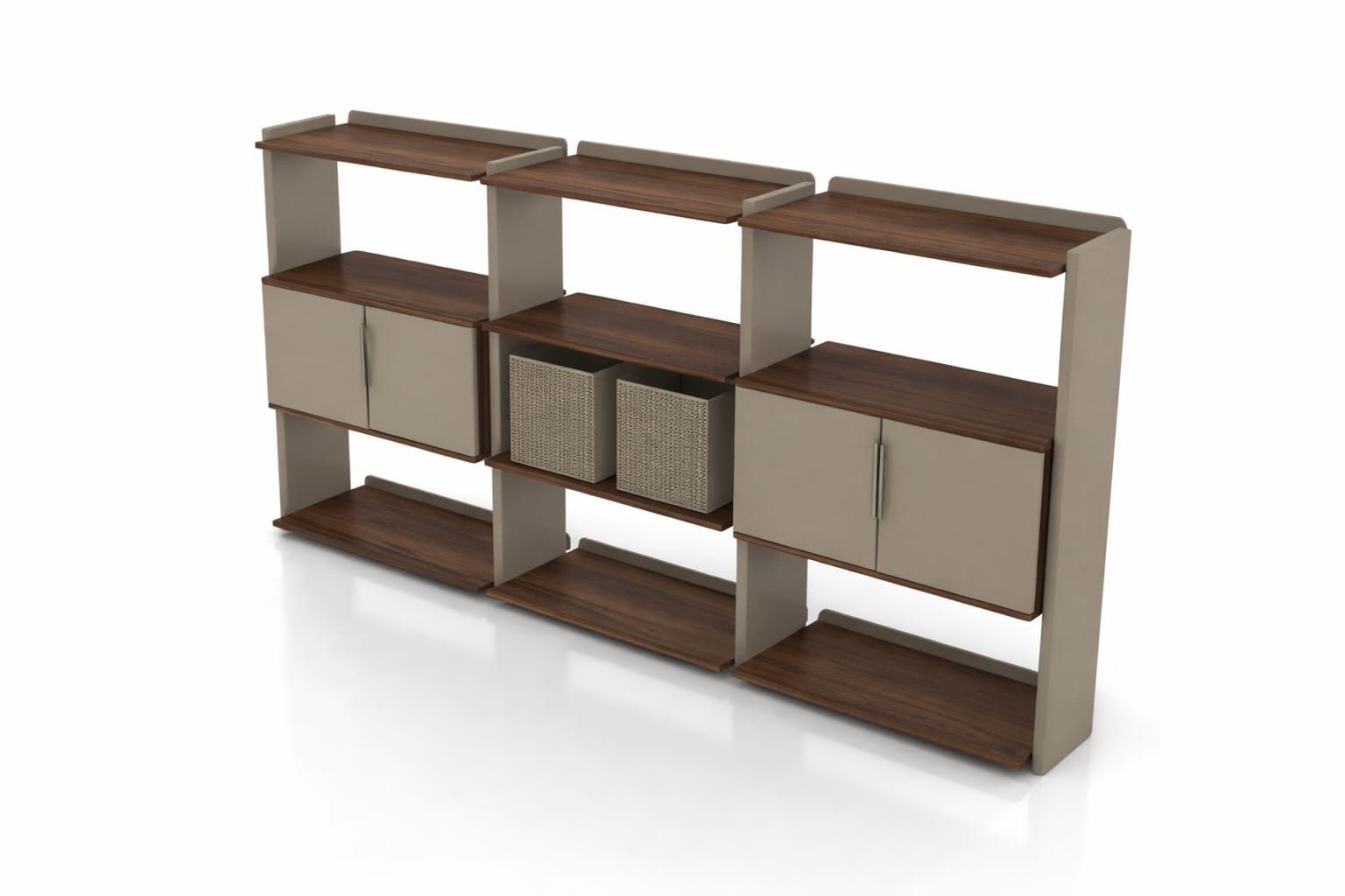 Xlmoebel Bücherregal Modulares Bücherregal aus Holz in Beige für modernes Wohnzimmer, Made in Europa