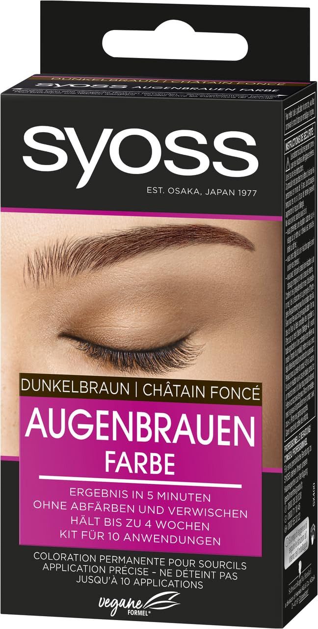 Syoss Augenbrauenfarbe Dunkelbraun 17ml & GOT2B 2in1 Stylinggel 4 Brows & Edges 16ml, 2-tlg., langanhaltend, schweiß- & wasserfest bis zu 24h