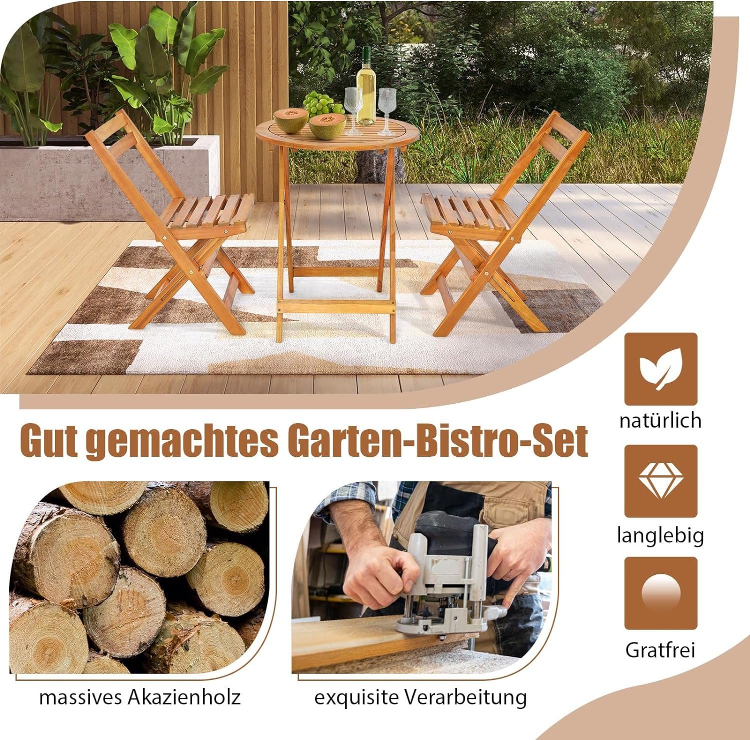 KOMFOTTEU Sitzgruppe Gartenmöbel, (Set), Balkonmöbel aus Akazienholz