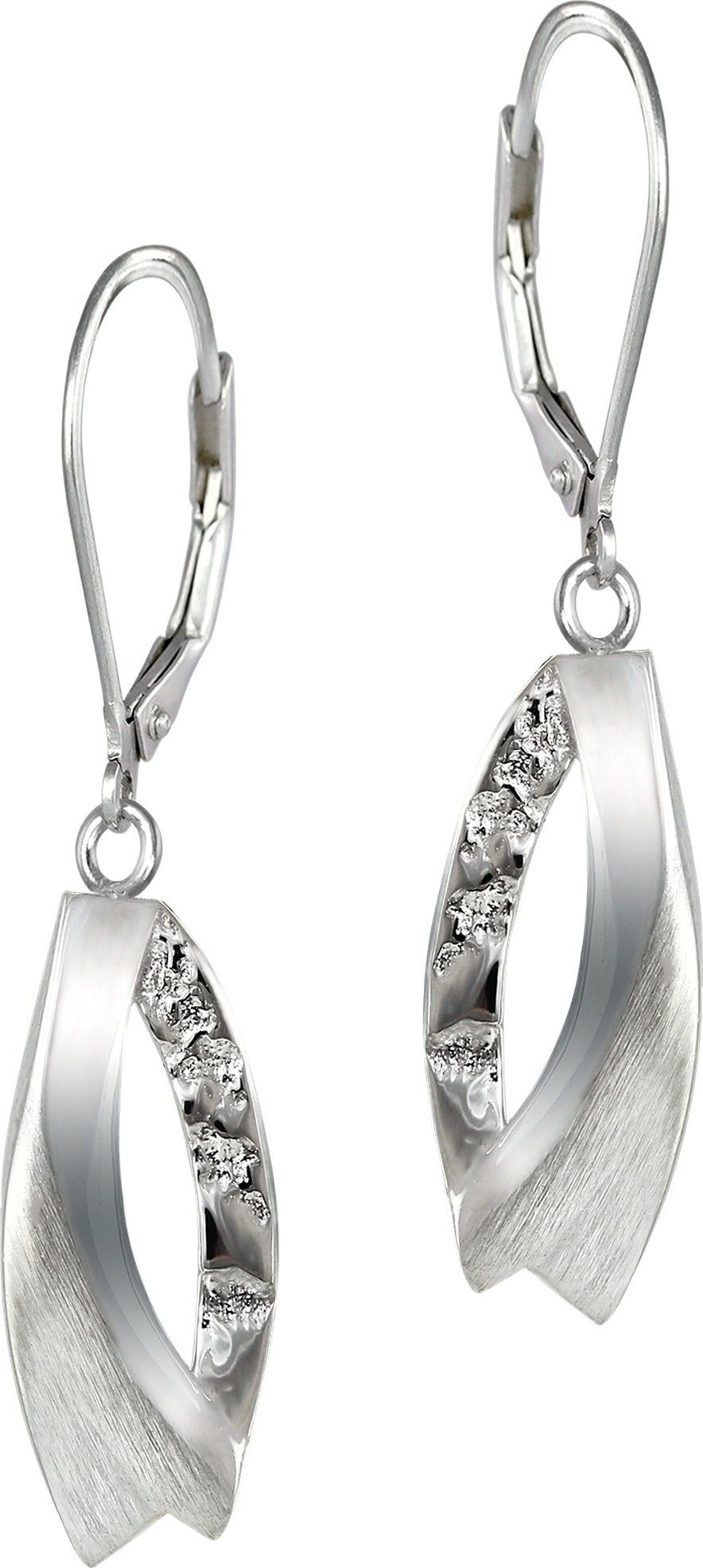 SilberDream Paar Ohrhänger SilberDream Ohrringe 925 Silber Schmuck (Ohrhänger), Damen Ohrhänger Doppel-Blatt aus 925 Sterling Silber, Farbe: silber