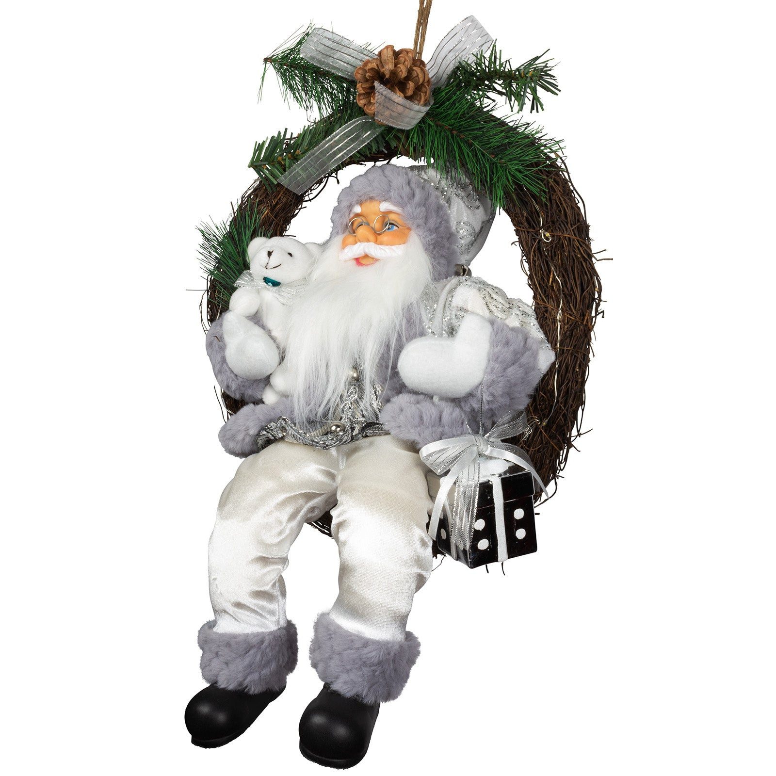 Christmas Paradise Weihnachtsmann im Kranz 45 cm mit LED (Weihnachtsdeko, 1 günstig online kaufen