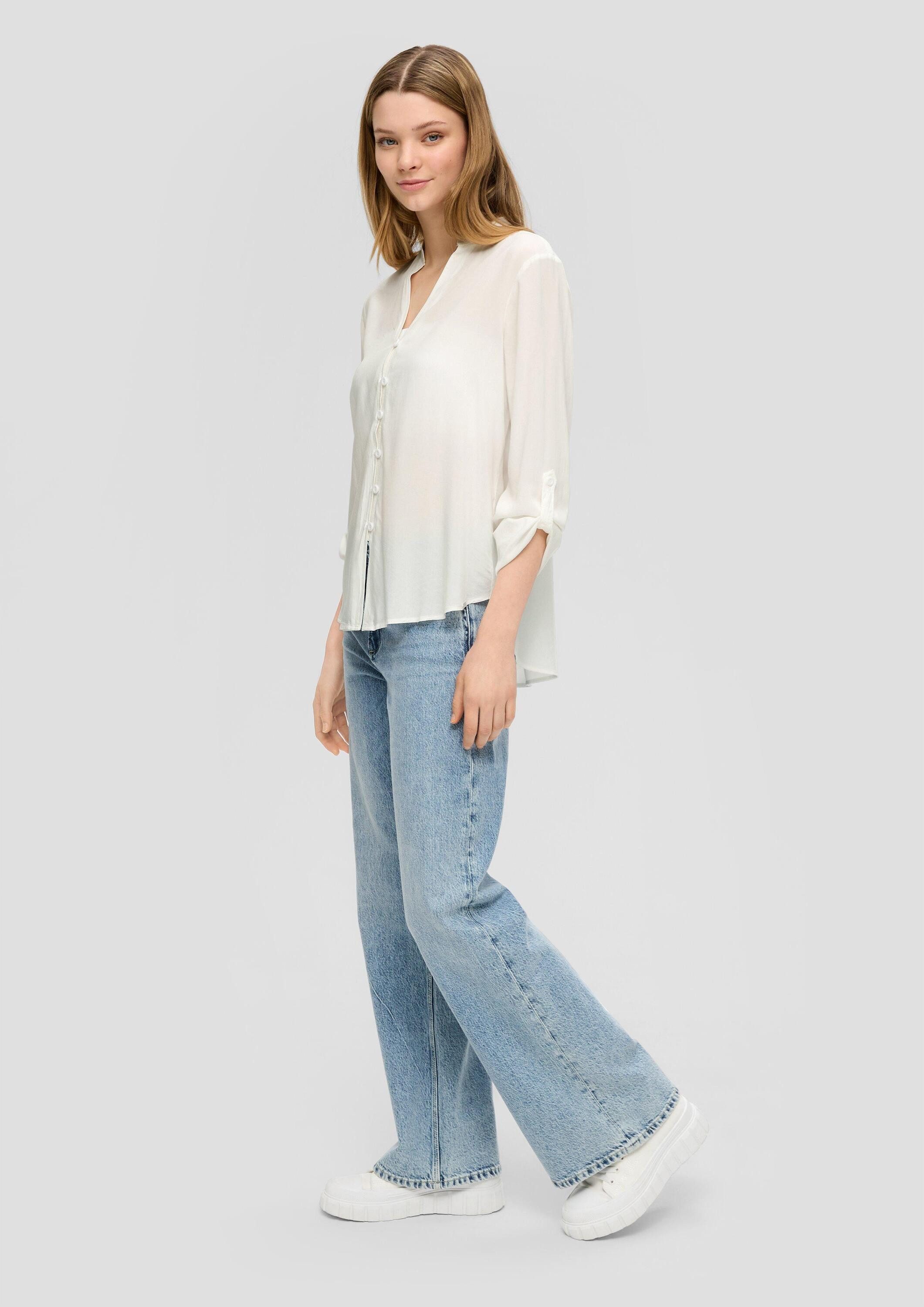 QS Langarmbluse Bluse Viskosebluse mit Turn-up-Funktion