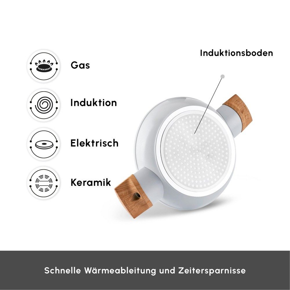 Karaca Topf-Set Karaca Swiss Crystal Almond 6-teiliges Kasserollen Set Induktion