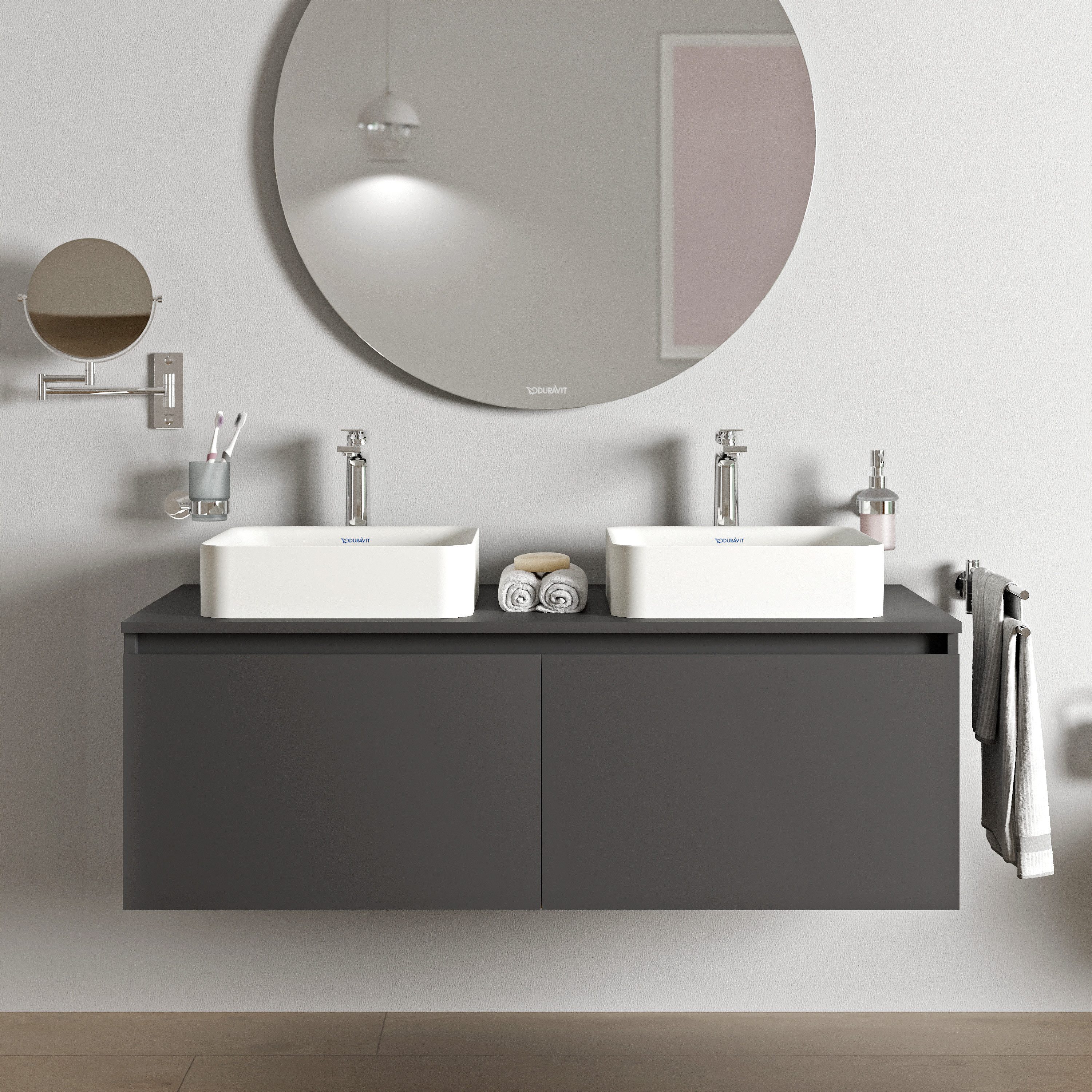 Duravit Waschbeckenunterschrank Vellora 120cm Graphit Waschtischunterschrank 2 Auszüge Matt Graphit