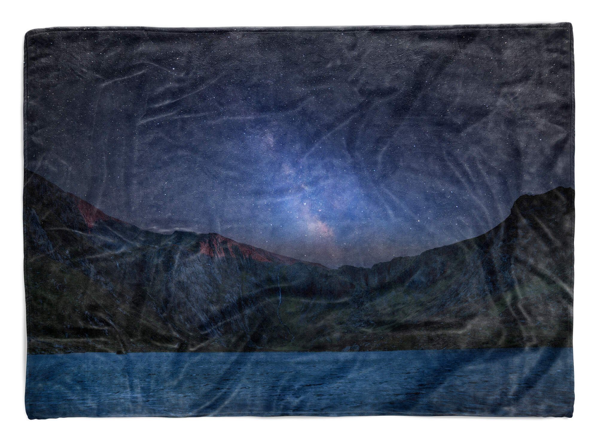 Sinus Art Handtücher Handtuch Strandhandtuch Saunatuch Kuscheldecke mit Fotomotiv Berge Astrofotografie Sterne, Baumwolle-Polyester-Mix (1-St), Handtuch