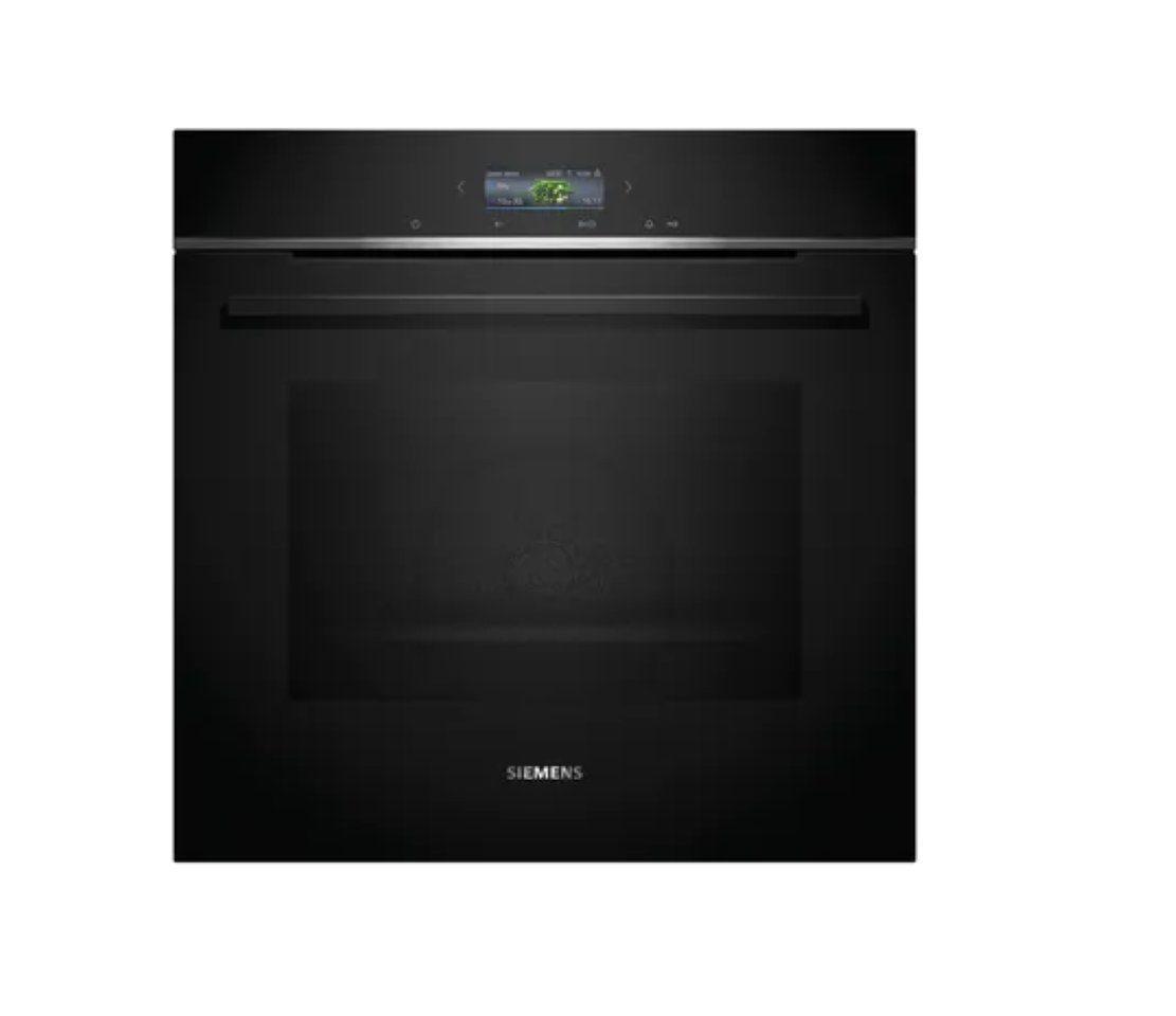 SIEMENS Backofen iQ700 iQ700, HB772G1B1 Einbau-Backofen, Schwarz, Edelstahl, EEK: A+, mit Teleskopauszug nachrüstbar, Pyrolyse-Selbstreinigung, 10 Beheizungsarten