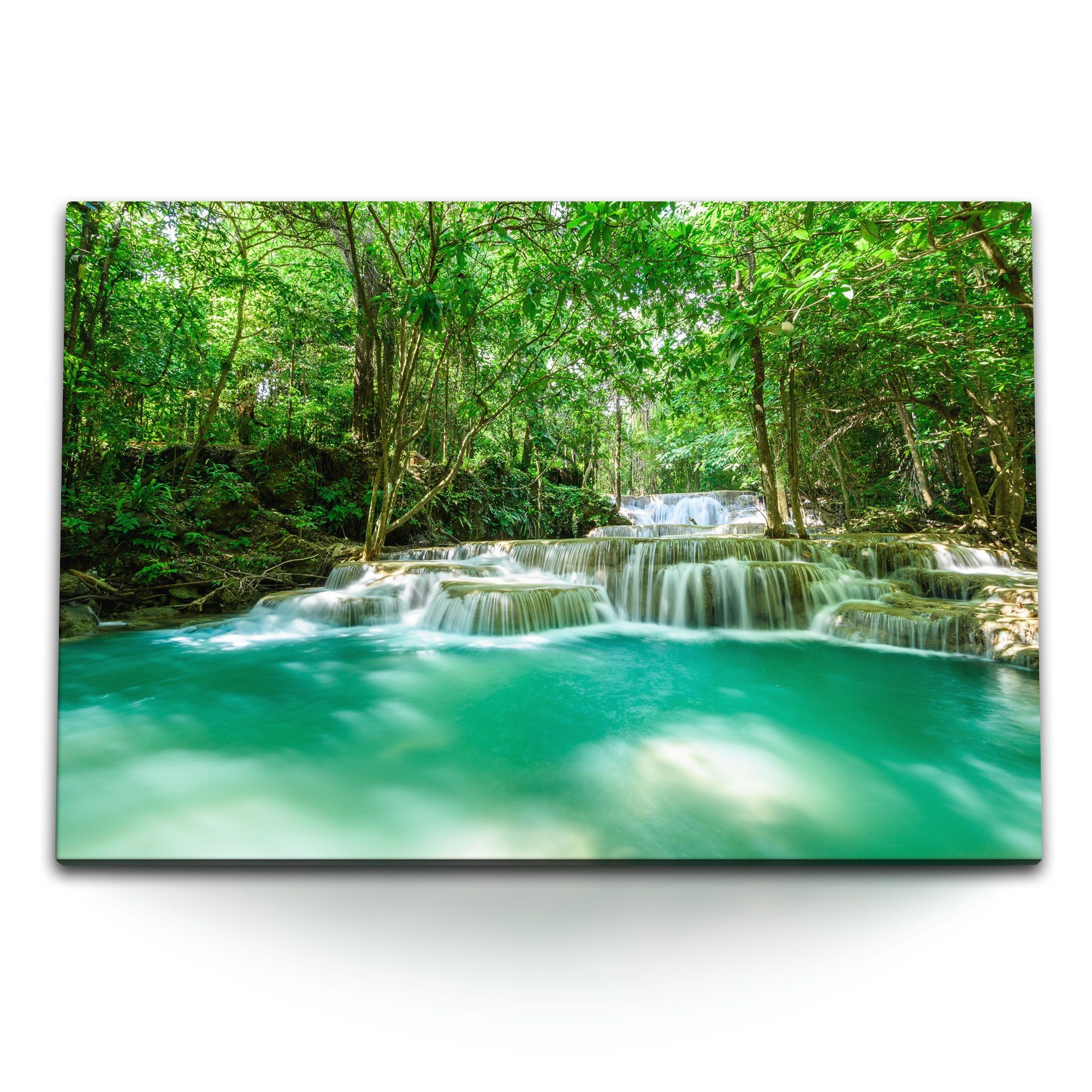 Leinwandbild 120x80cm Wandbild auf Leinwand Fluss im Dschungel Tropisch Exotisch Na
