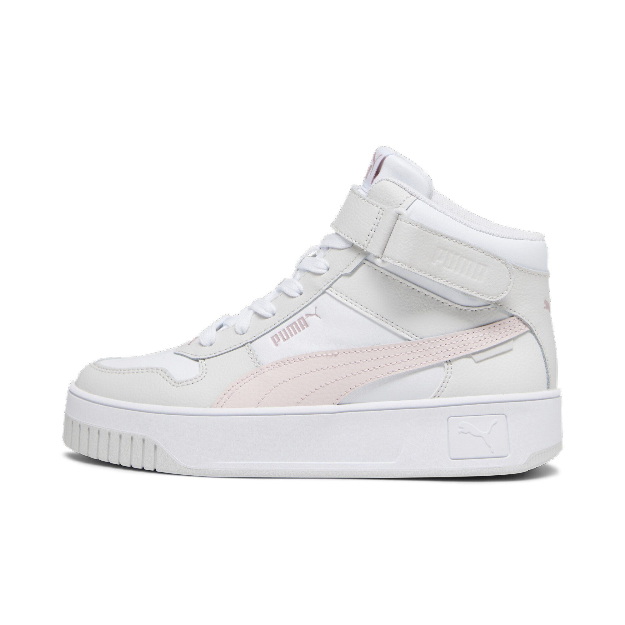 PUMA Carina Mid Sneaker Gray Street Feather Pink Frosty Damen White Sneakers