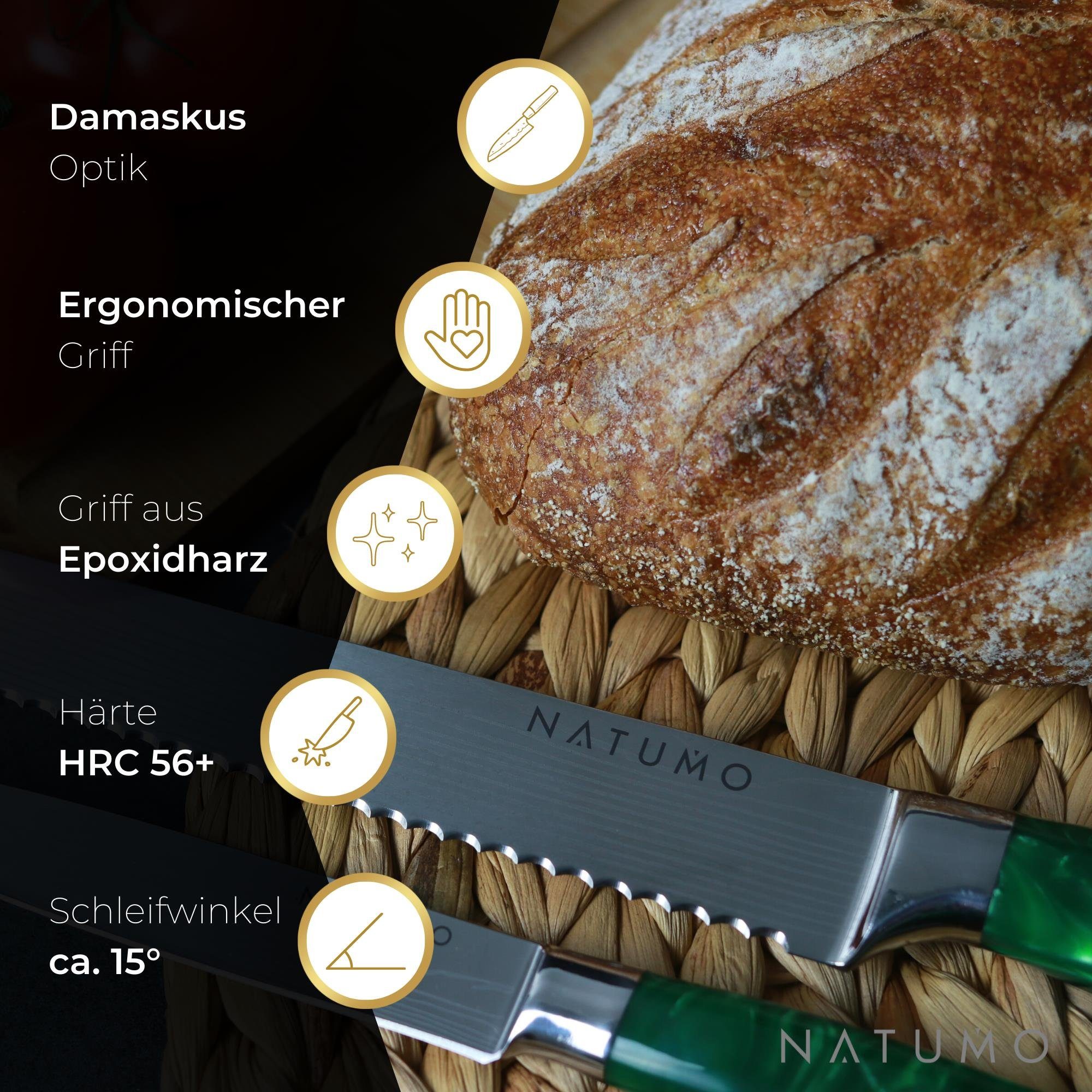 Grün HRC Messerset Profi Küchenmesser Allzweckmesser natumo NATUMO in 56+ 9-teilig. scharfes Set