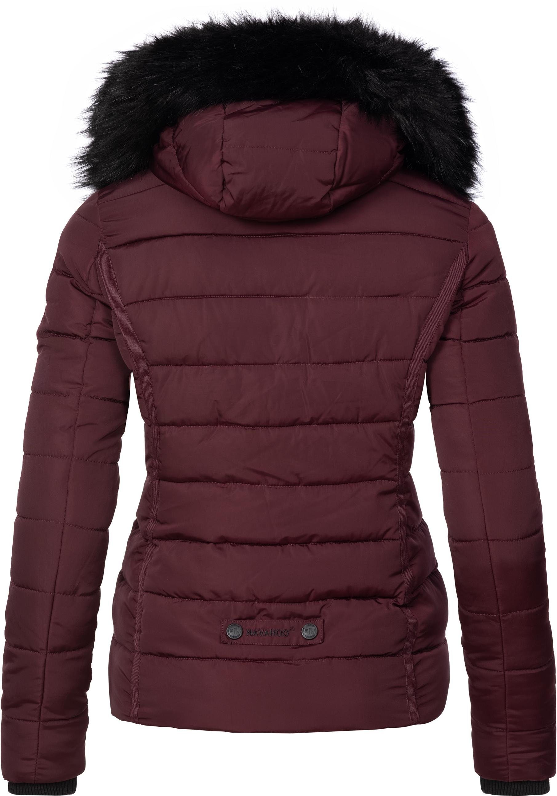 Navahoo Steppjacke Miamor hochwertige Winterjacke m. voluminöser Kunstpelz-Kapuze