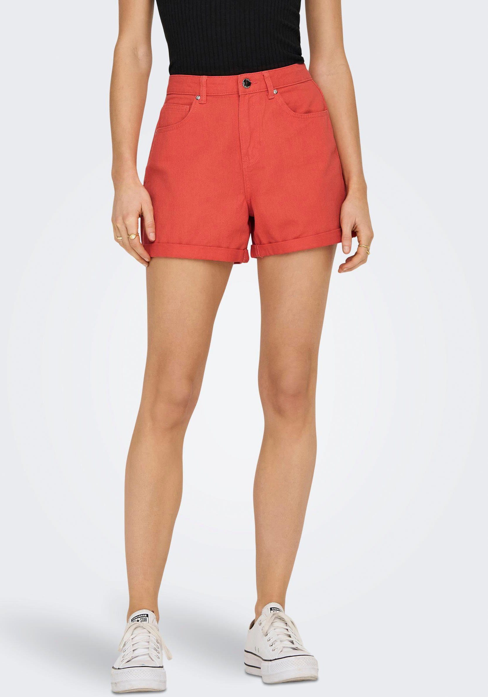 UP PNT FOLD ONLJOAN Hot Coral ONLY SHORTS Chinoshorts