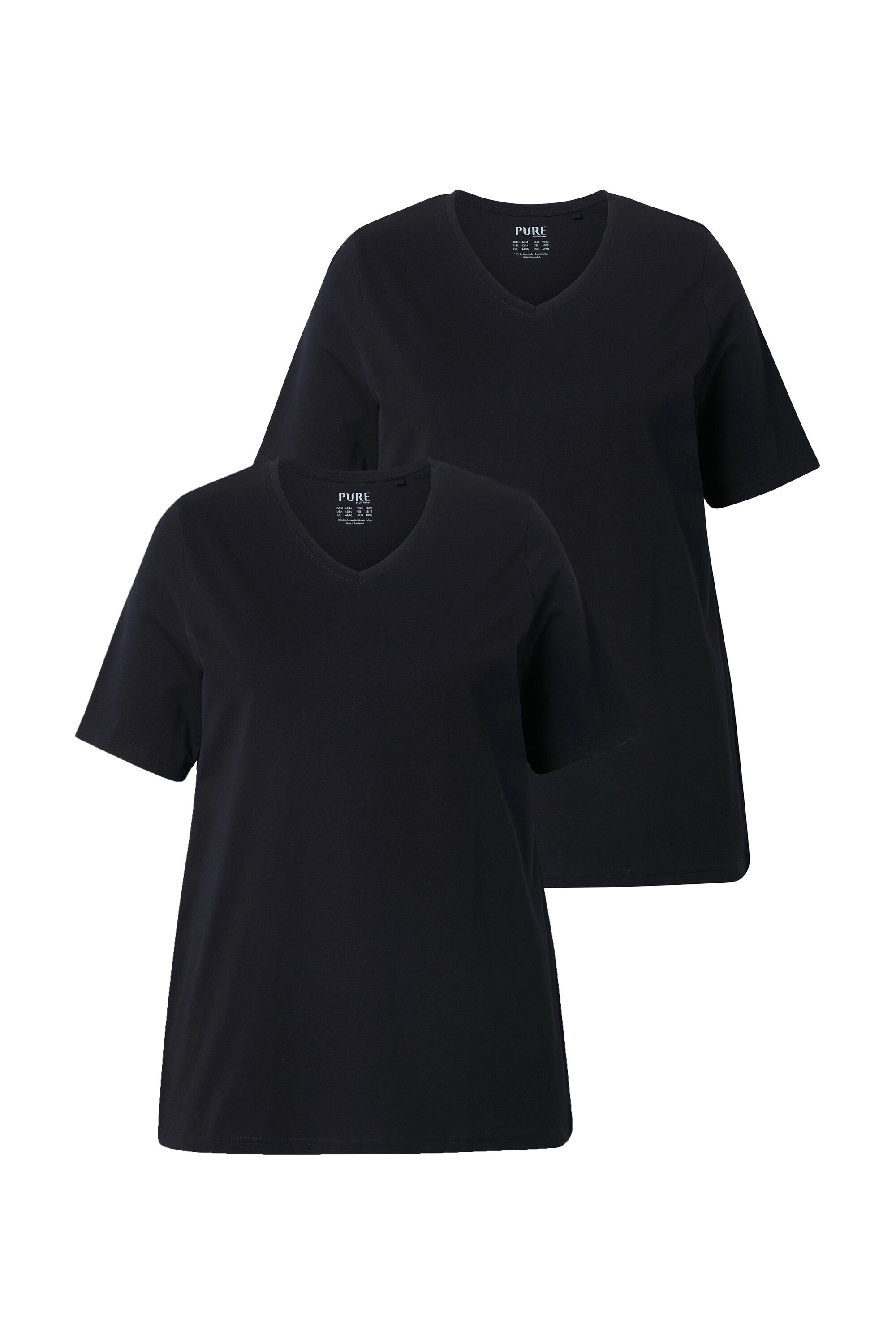 Ulla Popken T-Shirt T-Shirt 2er-Pack V-Ausschnitt günstig online kaufen