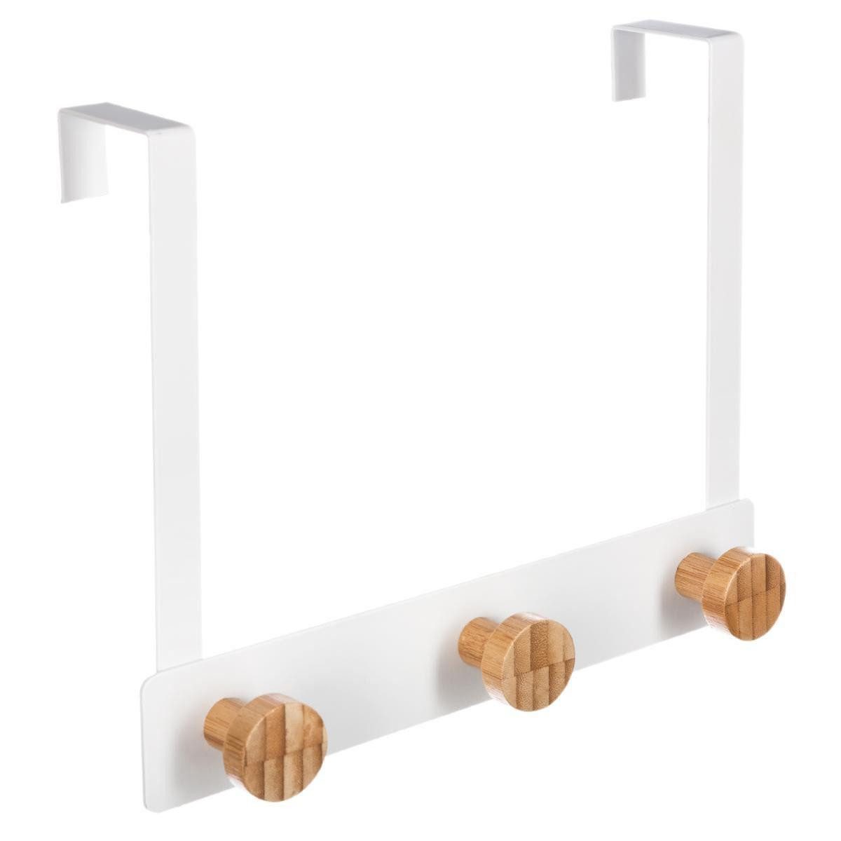 Türgarderobe Türhänger, Weiß/Bambus - 3 Haken