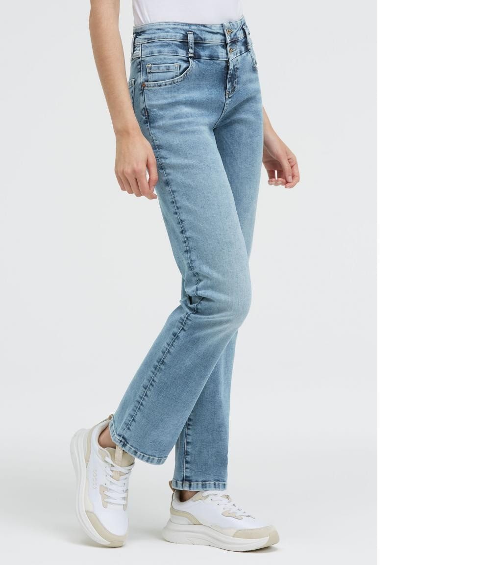 SOCCX Bootcut-Jeans Damen Jeans LO:LE Regular Fit mit Stretch-Anteil
