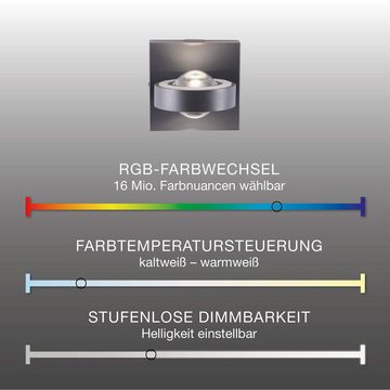 Paul Neuhaus Smarte LED-Leuchte LED Wandlampe Q - MIA Smart Home, Smart Home, CCT-Farbtemperaturregelung, RGB-Farbwechsel, mit Leuchtmittel, Up+Down Lichteffekt RBG Farbwechsel Fernbedienung